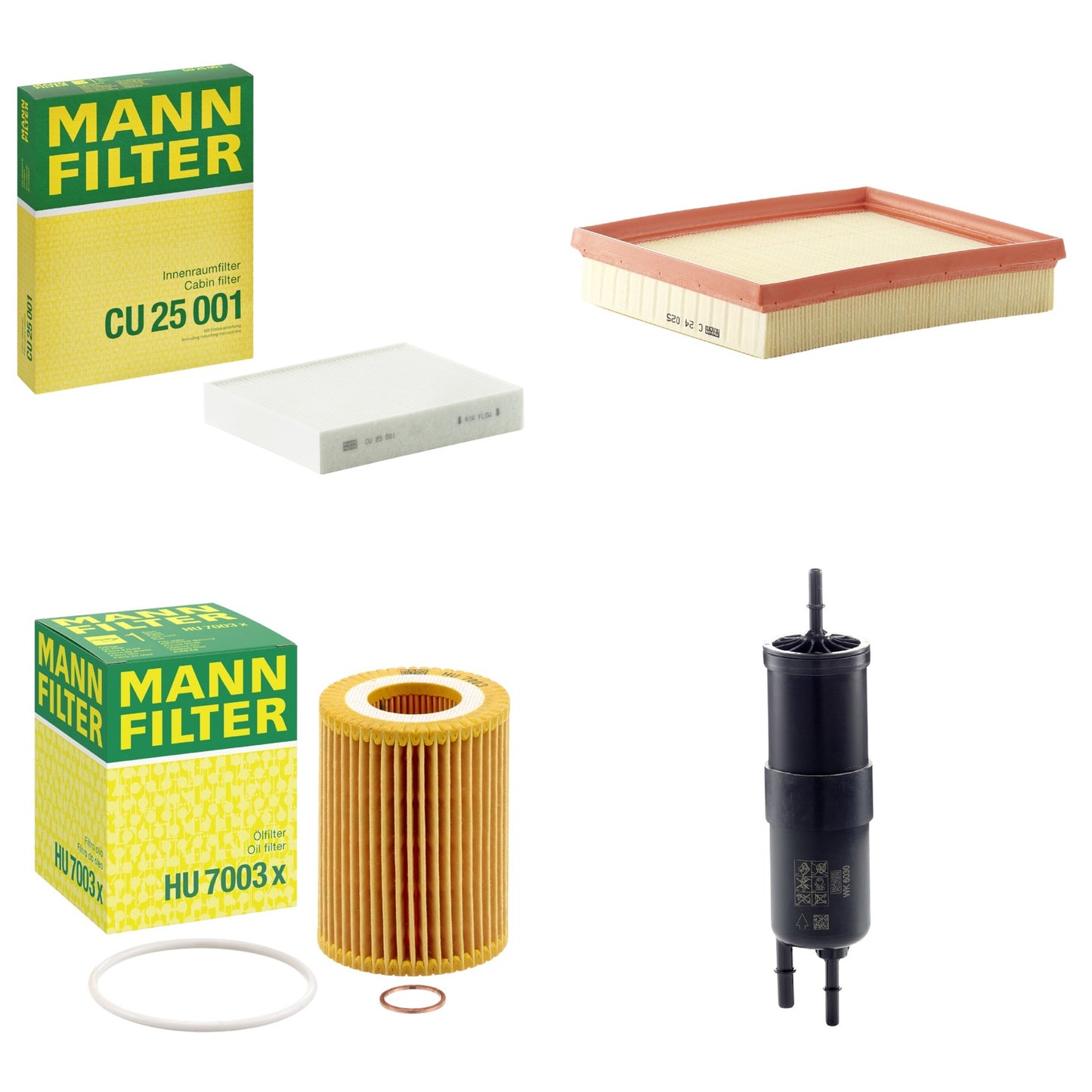 Kit Filtros de Ar Combustível Cabine Ar Condicionado Óleo - Mann-Filter - C24025 - CU25001 - HU7003X - WK6030 - (1)