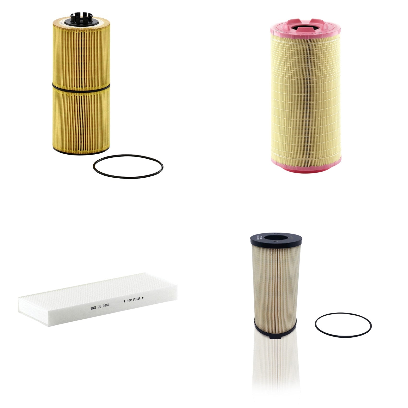 Kit Filtros de Ar Combustível Cabine Ar Condicionado Óleo - Mann-Filter - C271320/3 - CU3869 - HU12001z - PU9198x - (1)