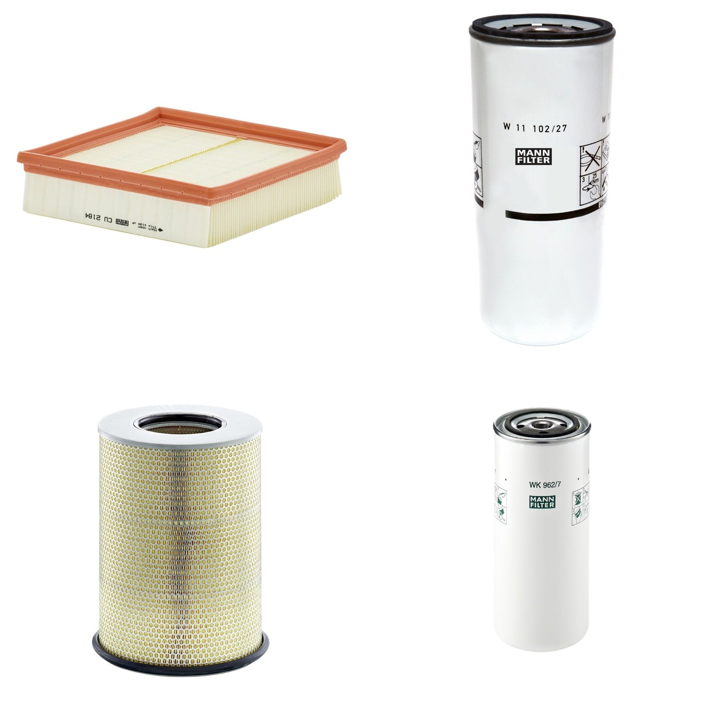 Kit Filtros de Ar Combustível Cabine Ar Condicionado Óleo - Mann-Filter - C311345/1 - CU2184 - W11102/27 - WK962/7 - (1)