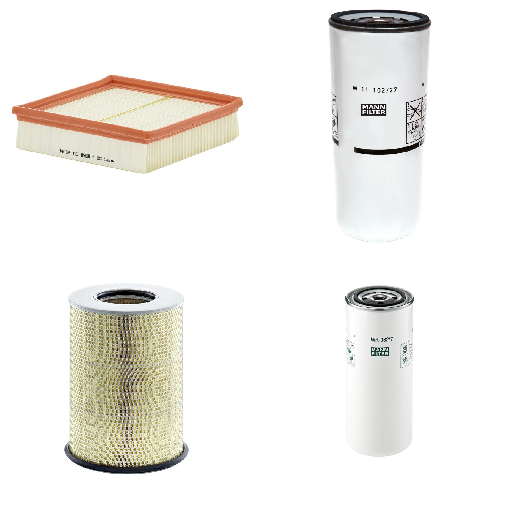 Kit Filtros de Ar Combustível Cabine Ar Condicionado Óleo - Mann-Filter - C311345/1 - CU2184 - W11102/27 - WK962/7 - (1)