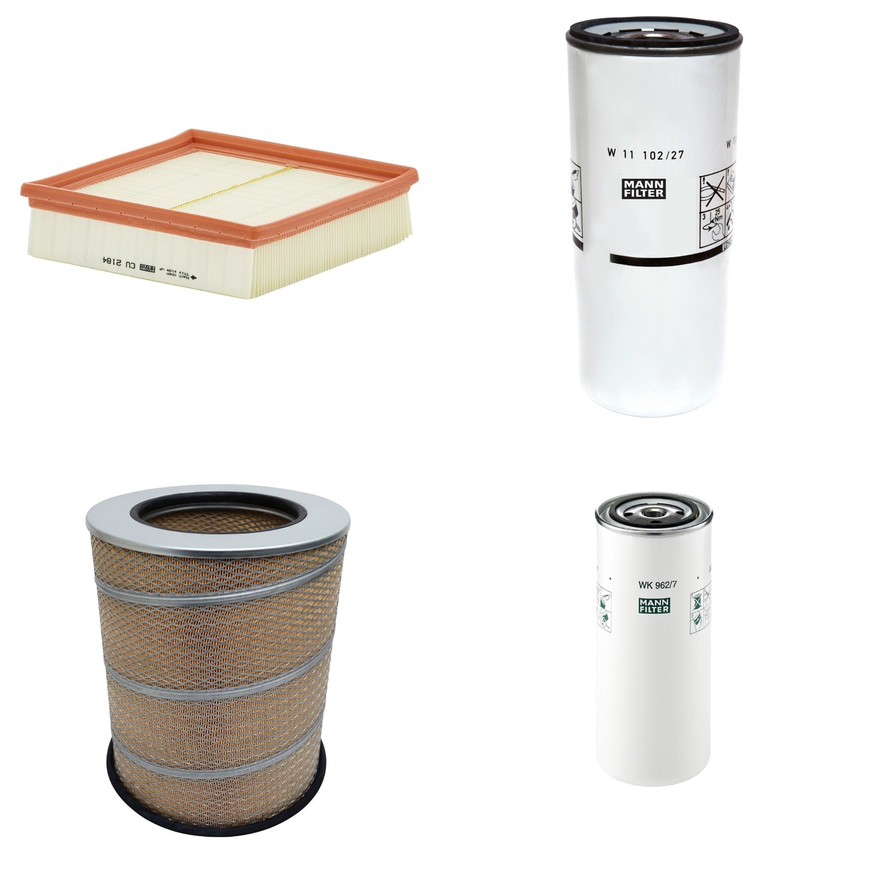 Kit Filtros de Ar Combustível Cabine Ar Condicionado Óleo - Mann-Filter - C341500 - CU2184 - W11102/27 - WK962/7 - (1)