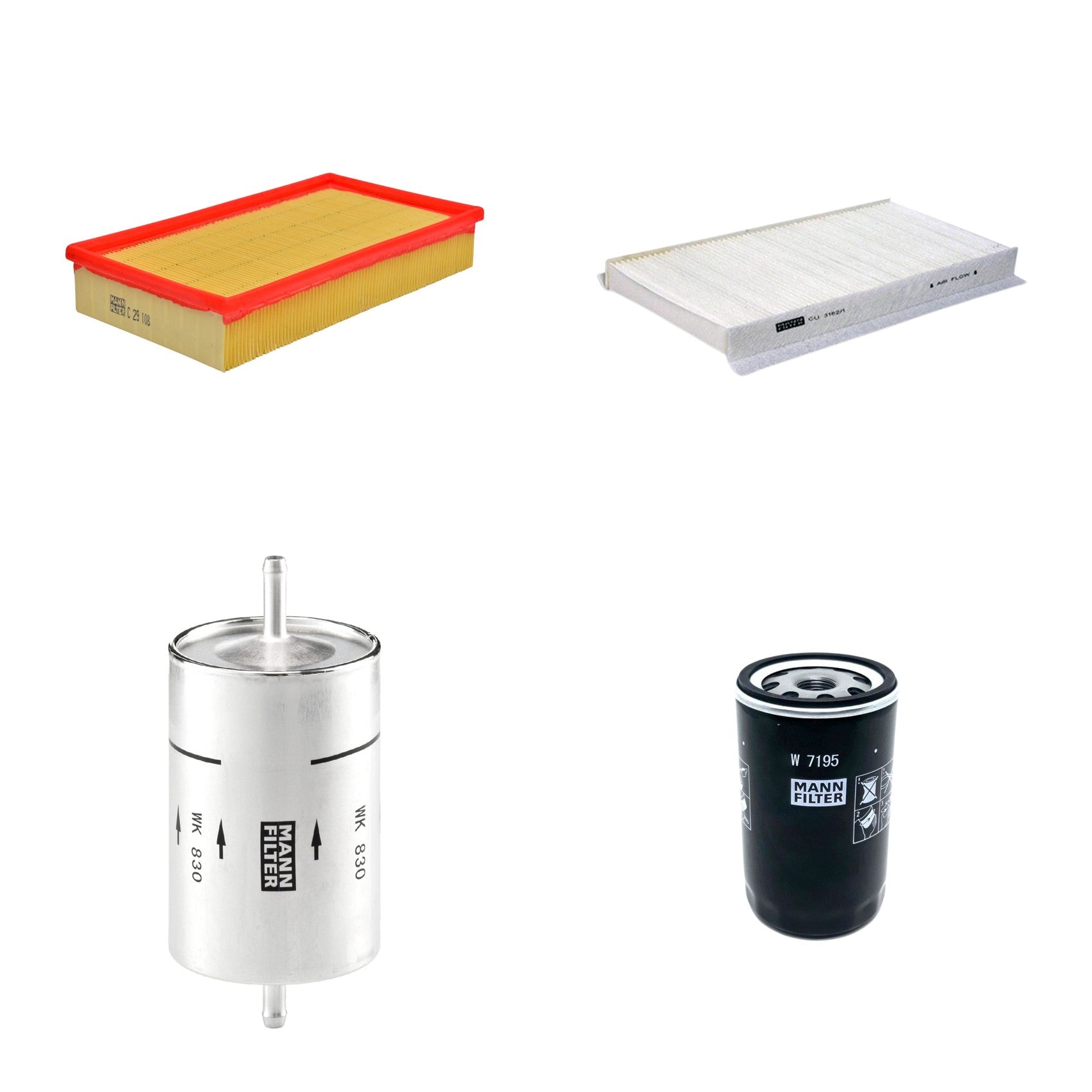Kit Filtros de Ar Combustível Cabine Ar Condicionado Óleo - Mann-Filter - C29108 - CU3162/1 - W7195 - WK830 - (1)