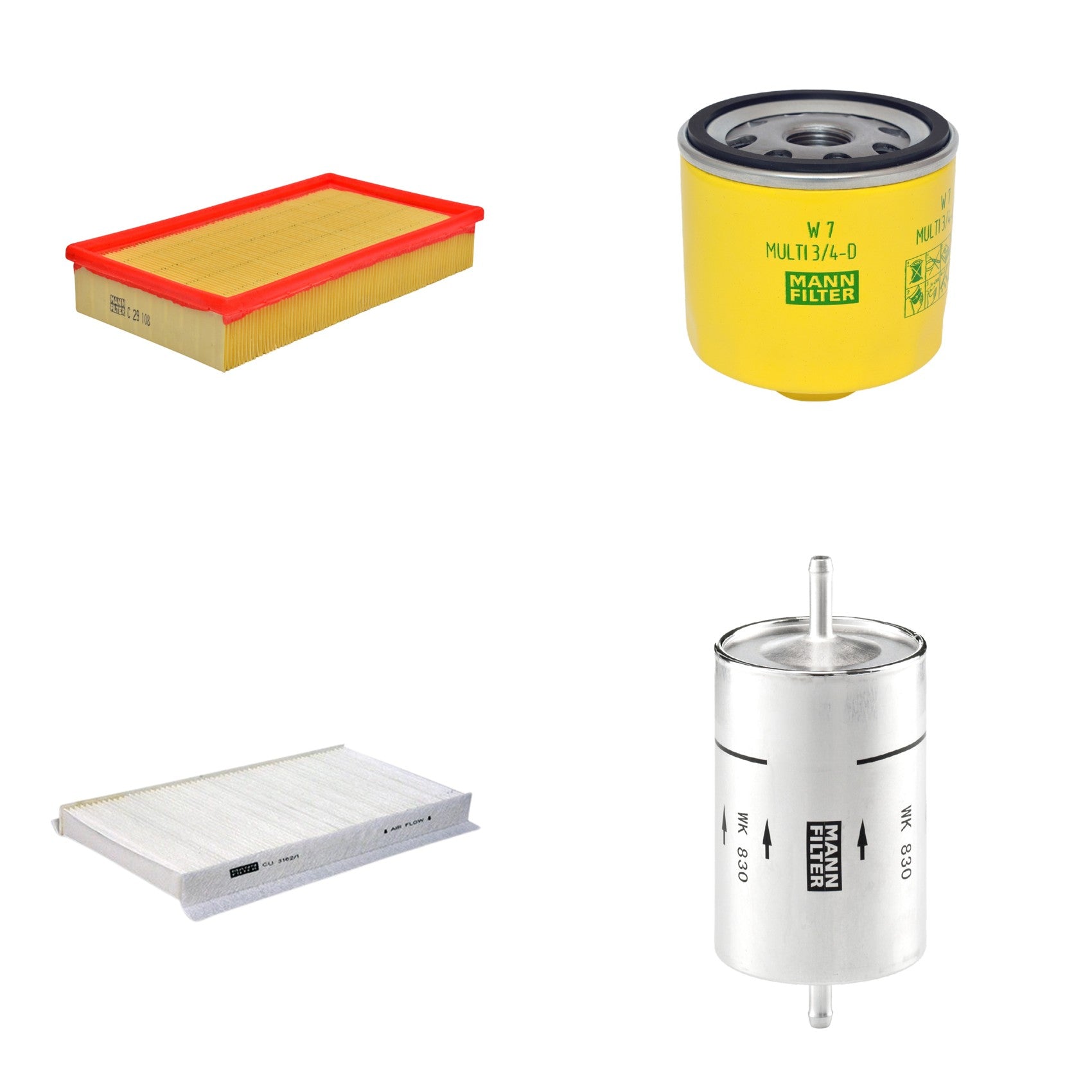 Kit Filtros de Ar Combustível Cabine Ar Condicionado Óleo - Mann-Filter - C29108 - CU3162/1 - W7MULTI3/4-D - WK830 - (1)