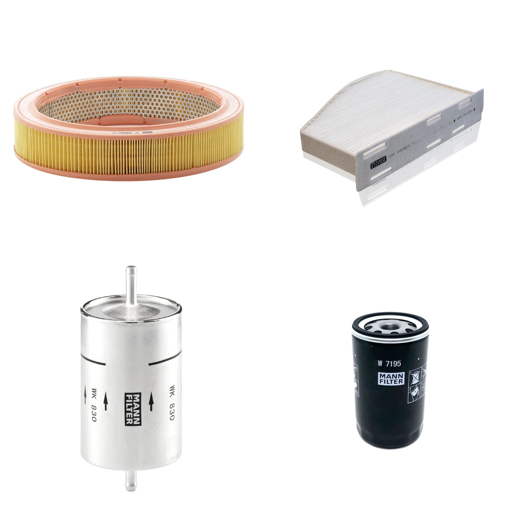 Kit Filtros de Ar Combustível Cabine Ar Condicionado Óleo - Mann-Filter - C2852/2 - CU2939/2 - W7195 - WK830 - (1)