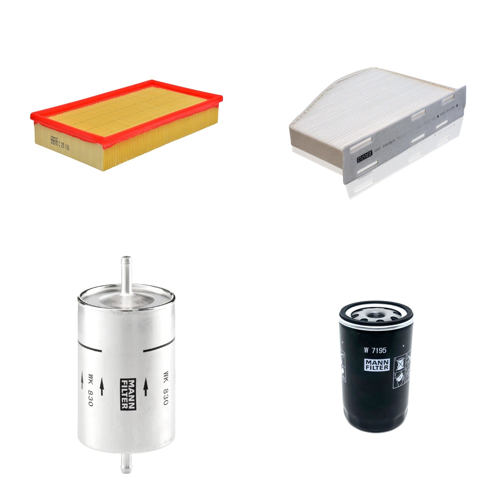Kit Filtros de Ar Combustível Cabine Ar Condicionado Óleo - Mann-Filter - C29108 - CU2939/2 - W7195 - WK830 - (1)