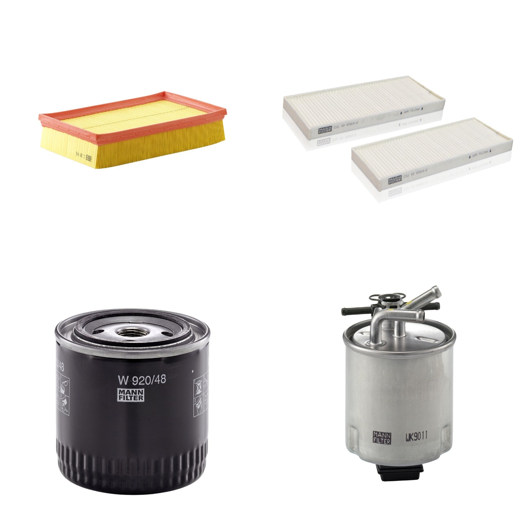 Kit Filtros de Ar Combustível Cabine Ar Condicionado Óleo - Mann-Filter - C28145 - CU10010/1-2 - W920/48 - WK9011 - (1)