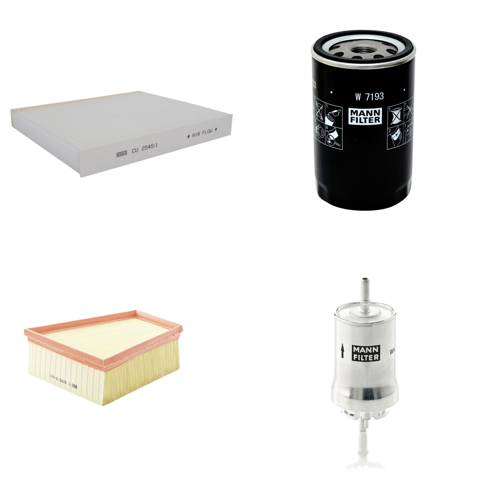 Kit Filtros de Ar Combustível Cabine Ar Condicionado Óleo - Mann-Filter - C2295/3 - CU2545/1 - W7193 - WK59x - (1)