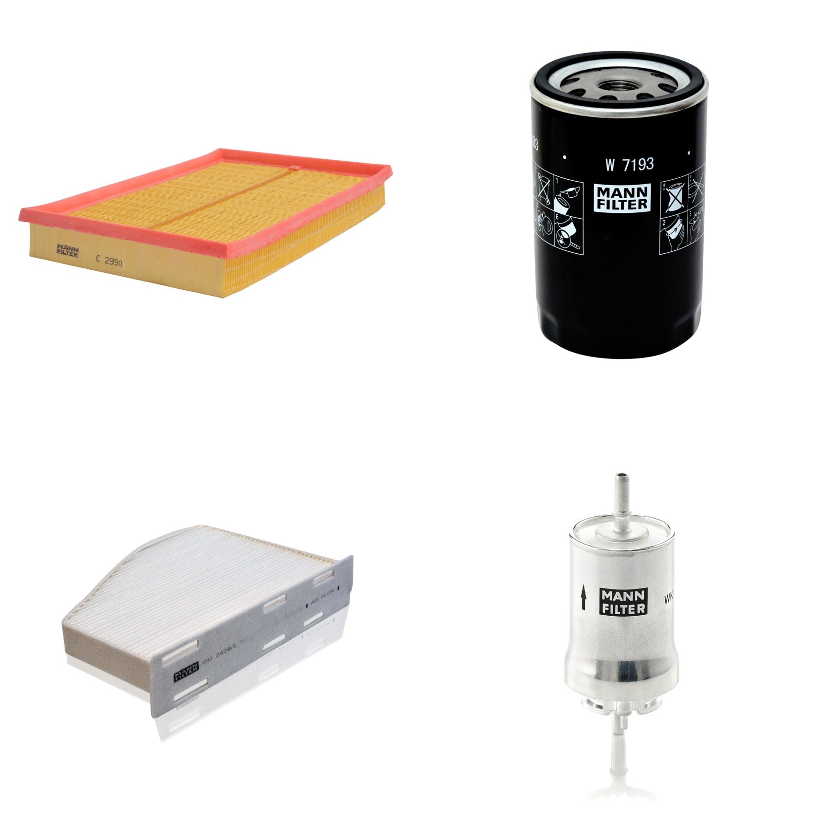 Kit Filtros de Ar Combustível Cabine Ar Condicionado Óleo - Mann-Filter - C2990 - CU2939/2 - W7193 - WK59x - (1)