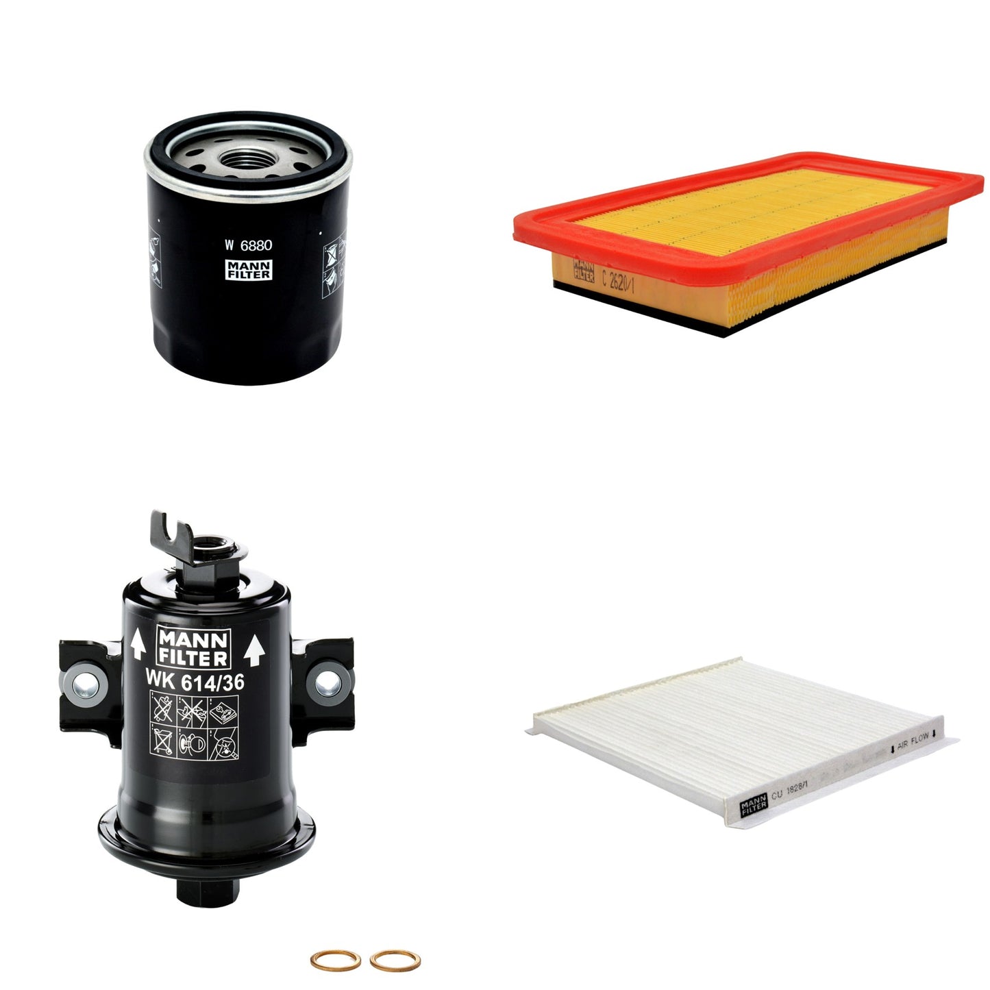 Kit Filtros de Ar Combustível Cabine Ar Condicionado Óleo - Mann-Filter - C2620/1 - CU1828/1 - W6880 - WK614/36x - (1)