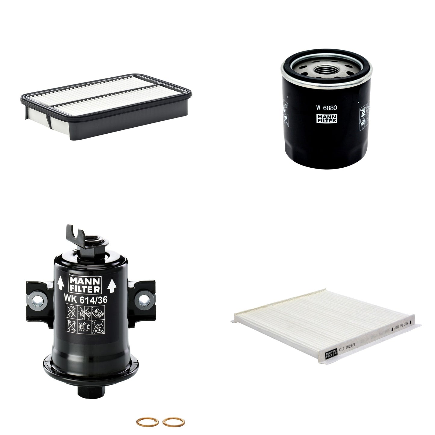 Kit Filtros de Ar Combustível Cabine Ar Condicionado Óleo - Mann-Filter - C2731/1 - CU1828/1 - W6880 - WK614/36x - (1)
