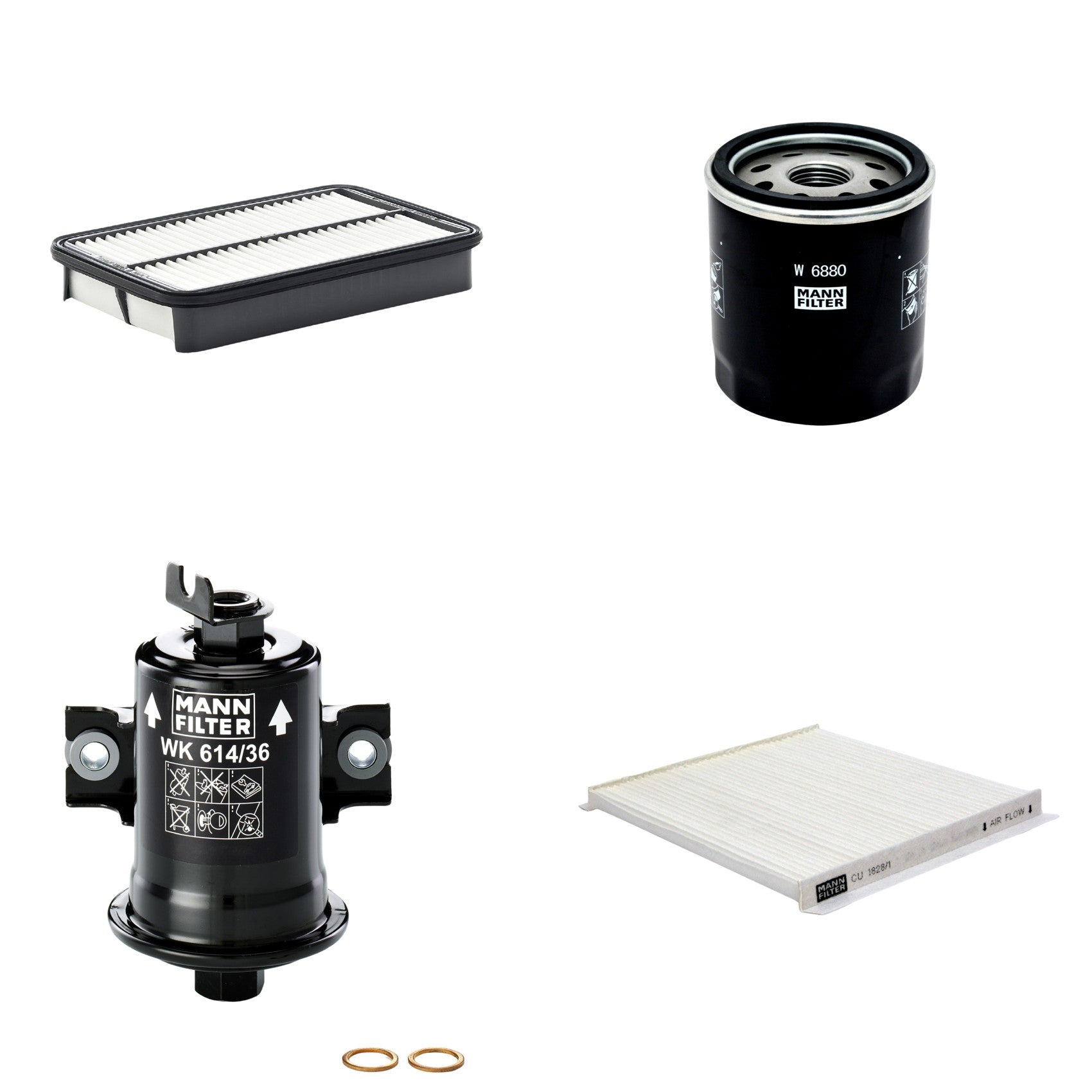 Kit Filtros de Ar Combustível Cabine Ar Condicionado Óleo - Mann-Filter - C2731/1 - CU1828/1 - W6880 - WK614/36x - (1)