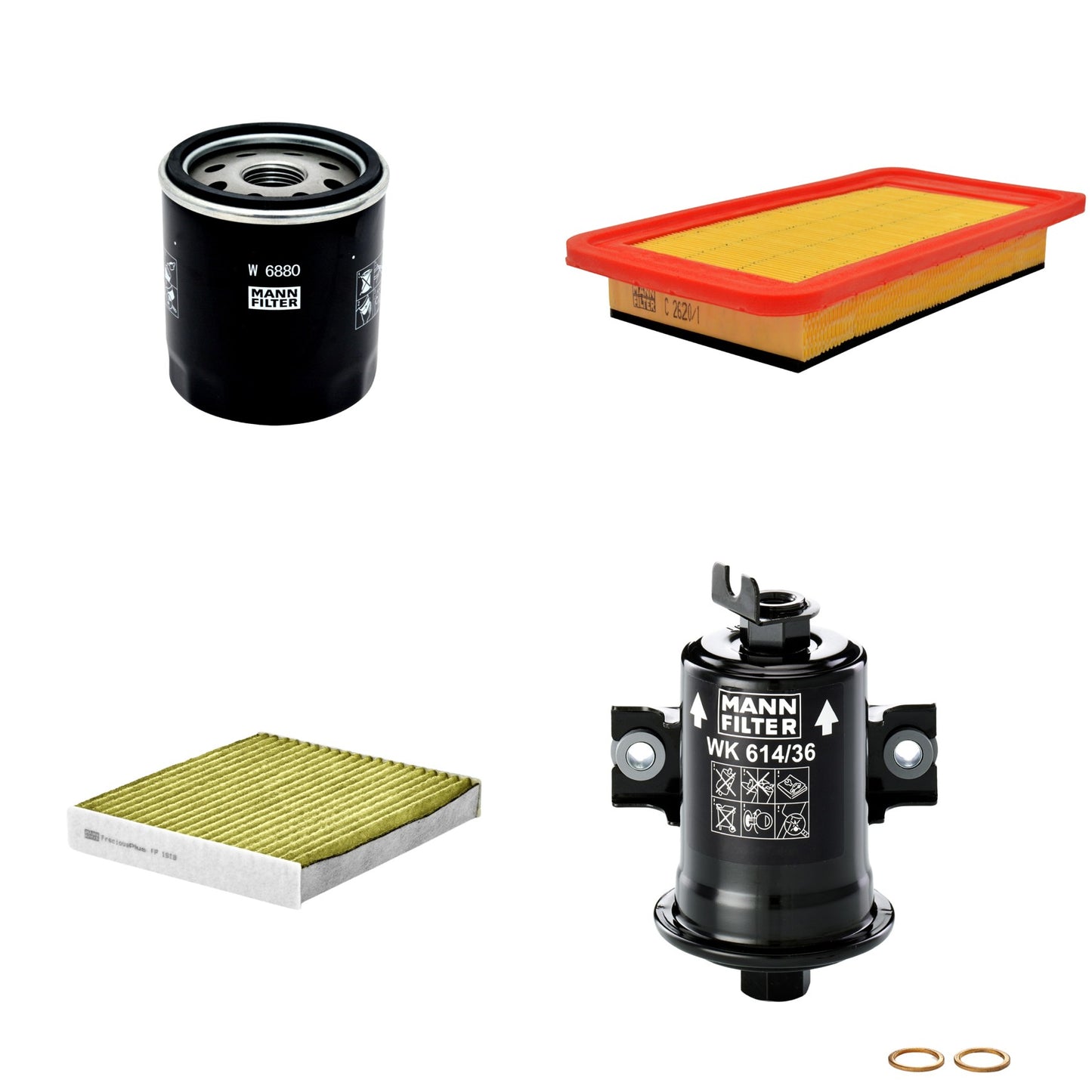 Kit Filtros de Ar Combustível Cabine Ar Condicionado Óleo - Mann-Filter - C2620/1 - FP1919 - W6880 - WK614/36x - (1)