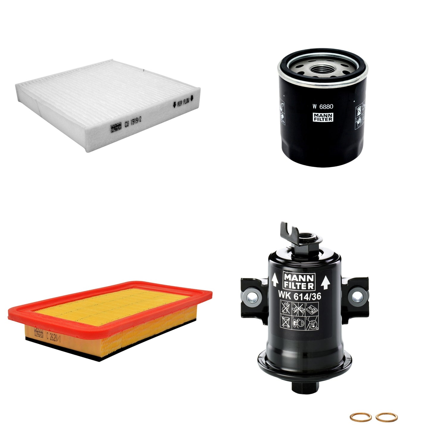 Kit Filtros de Ar Combustível Cabine Ar Condicionado Óleo - Mann-Filter - C2620/1 - CU1919/2 - W6880 - WK614/36x - (1)