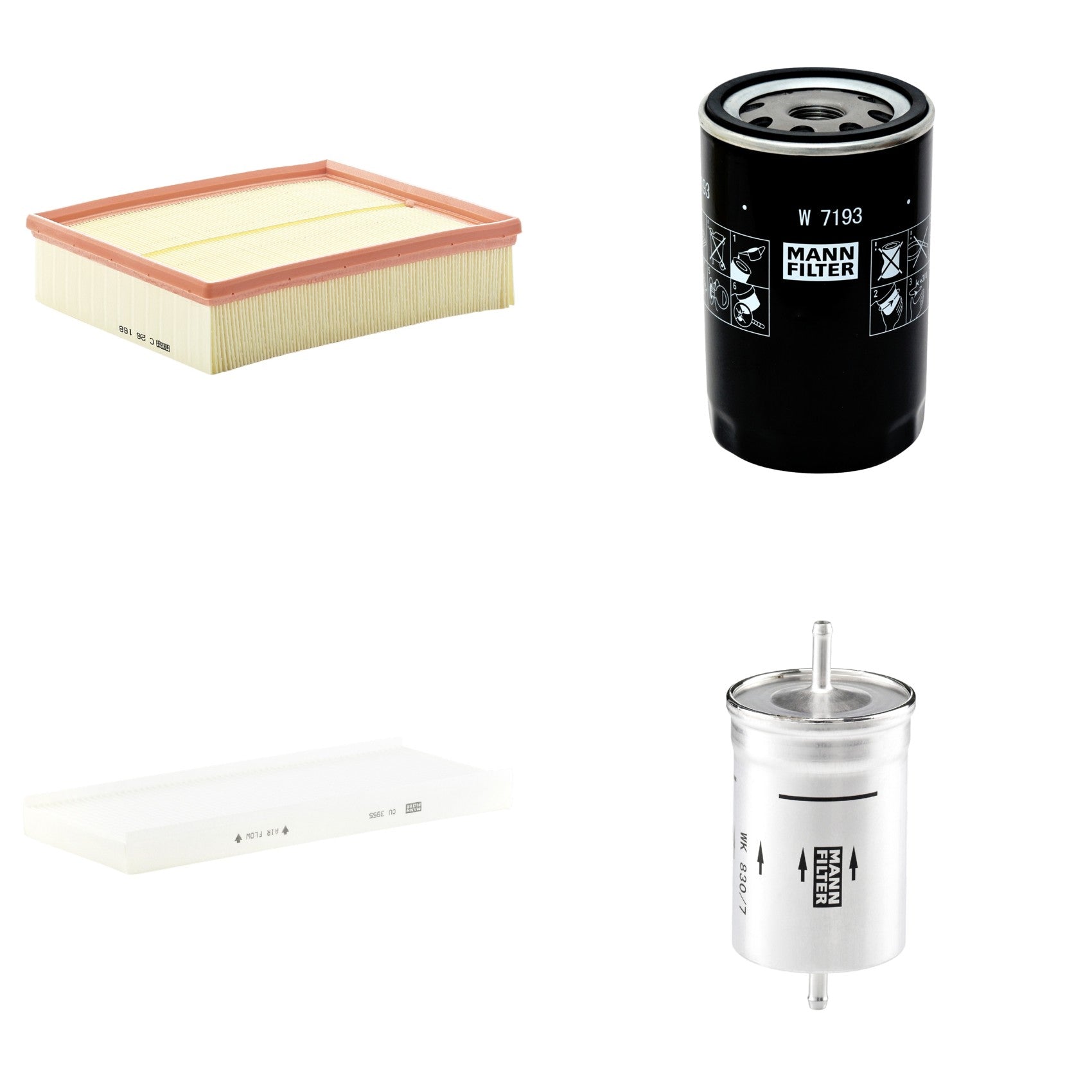 Kit Filtros de Ar Combustível Cabine Ar Condicionado Óleo - Mann-Filter - C26168 - CU3955 - W7193 - WK830/7 - (1)