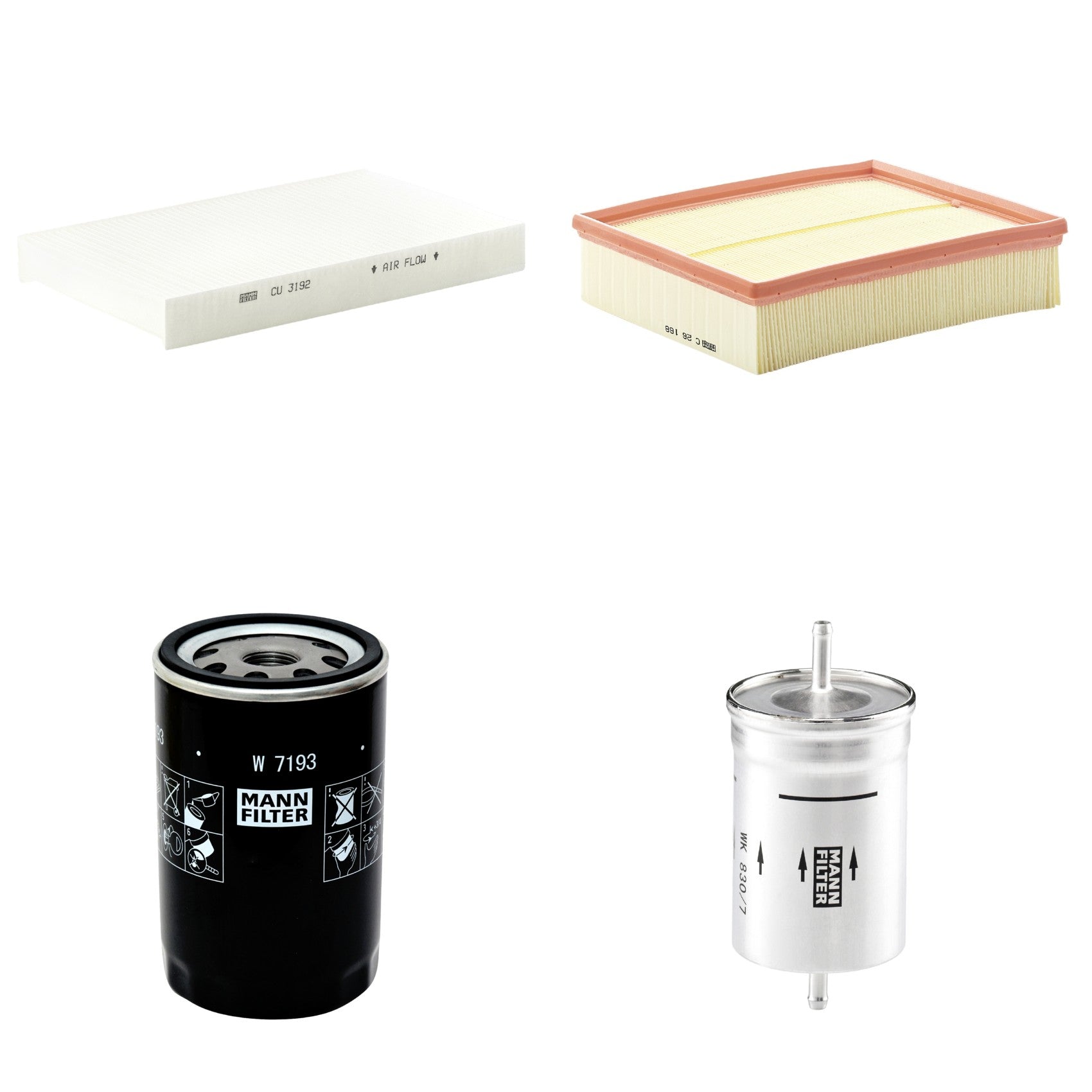 Kit Filtros de Ar Combustível Cabine Ar Condicionado Óleo - Mann-Filter - C26168 - CU3192 - W7193 - WK830/7 - (1)