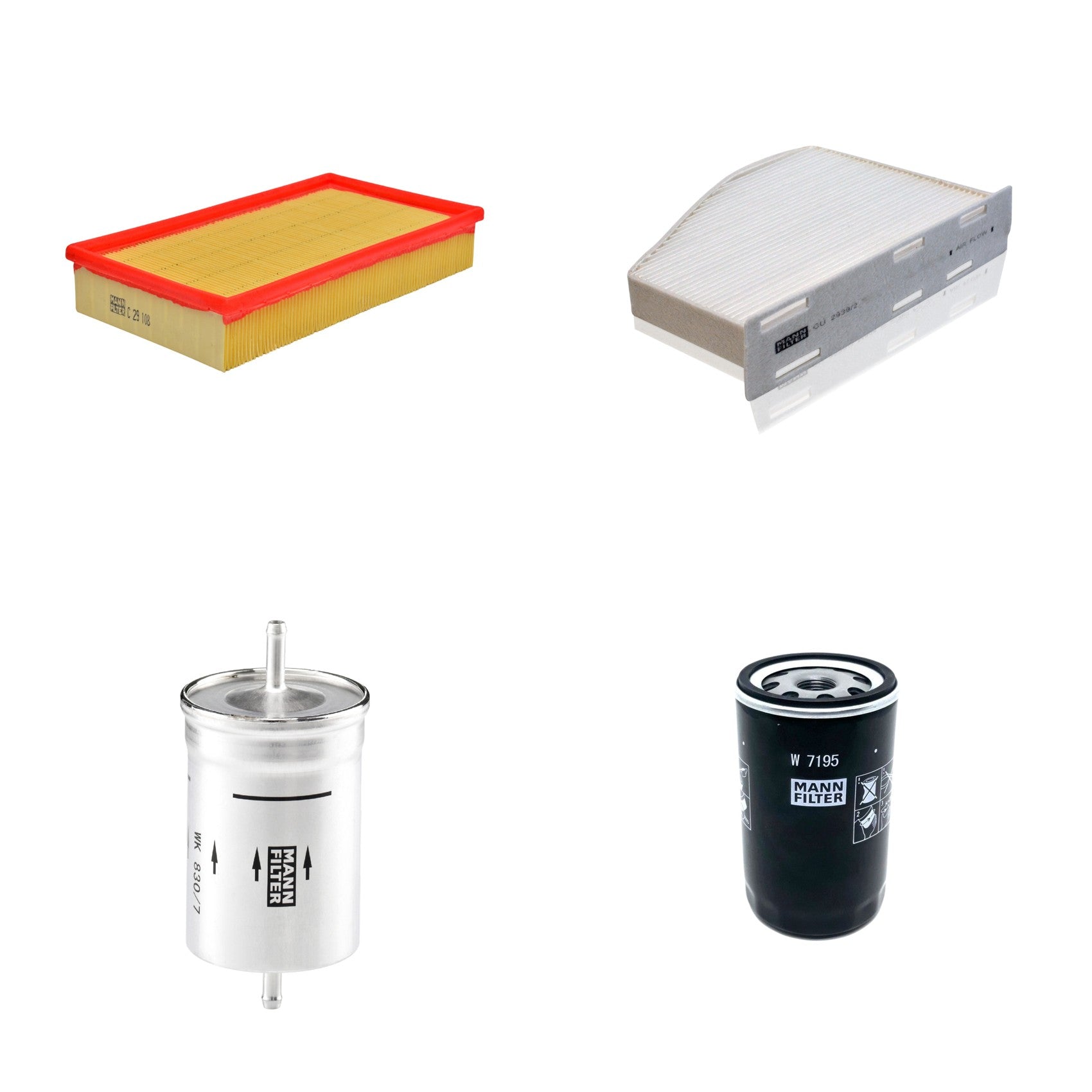 Kit Filtros de Ar Combustível Cabine Ar Condicionado Óleo - Mann-Filter - C29108 - CU2939/2 - W7195 - WK830/7 - (1)