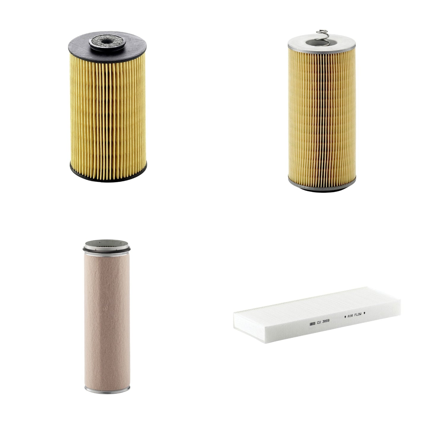 Kit Filtros de Ar Combustível Cabine Ar Condicionado Óleo - Mann-Filter - CF1600 - CU3869 - H12110/2x - P811 - (1)