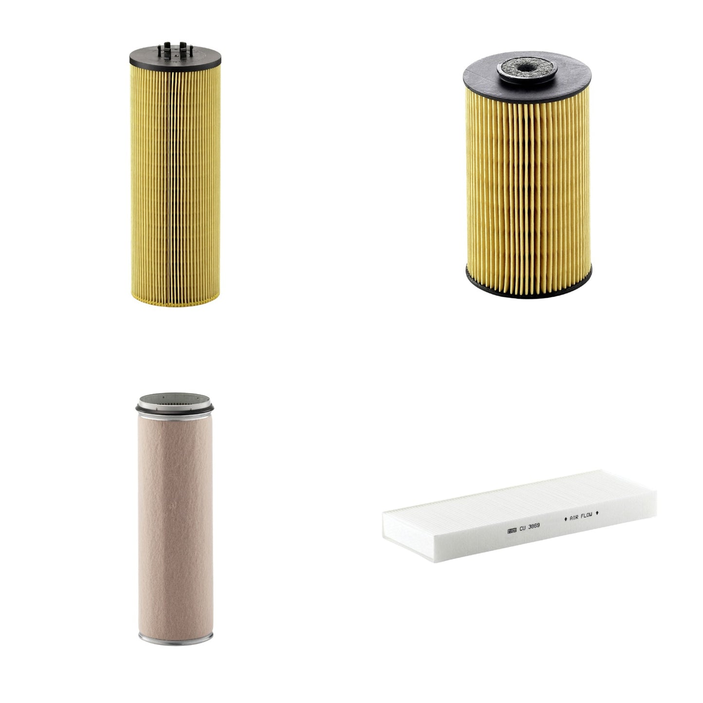 Kit Filtros de Ar Combustível Cabine Ar Condicionado Óleo - Mann-Filter - CF1600 - CU3869 - HU12140x - P811 - (1)