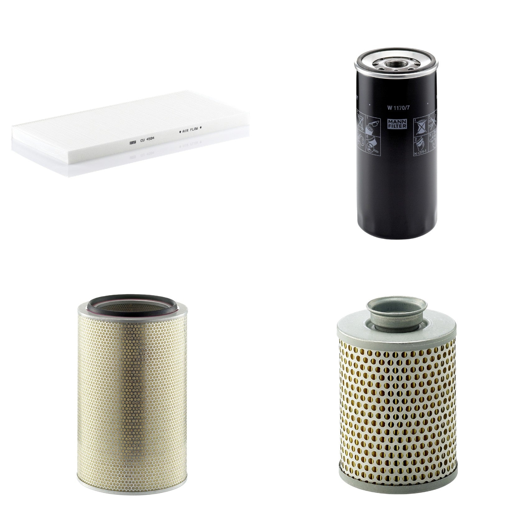 Kit Filtros de Ar Combustível Cabine Ar Condicionado Óleo - Mann-Filter - C331600/2 - CU4594 - P919/7 - W1170/7 - (1)