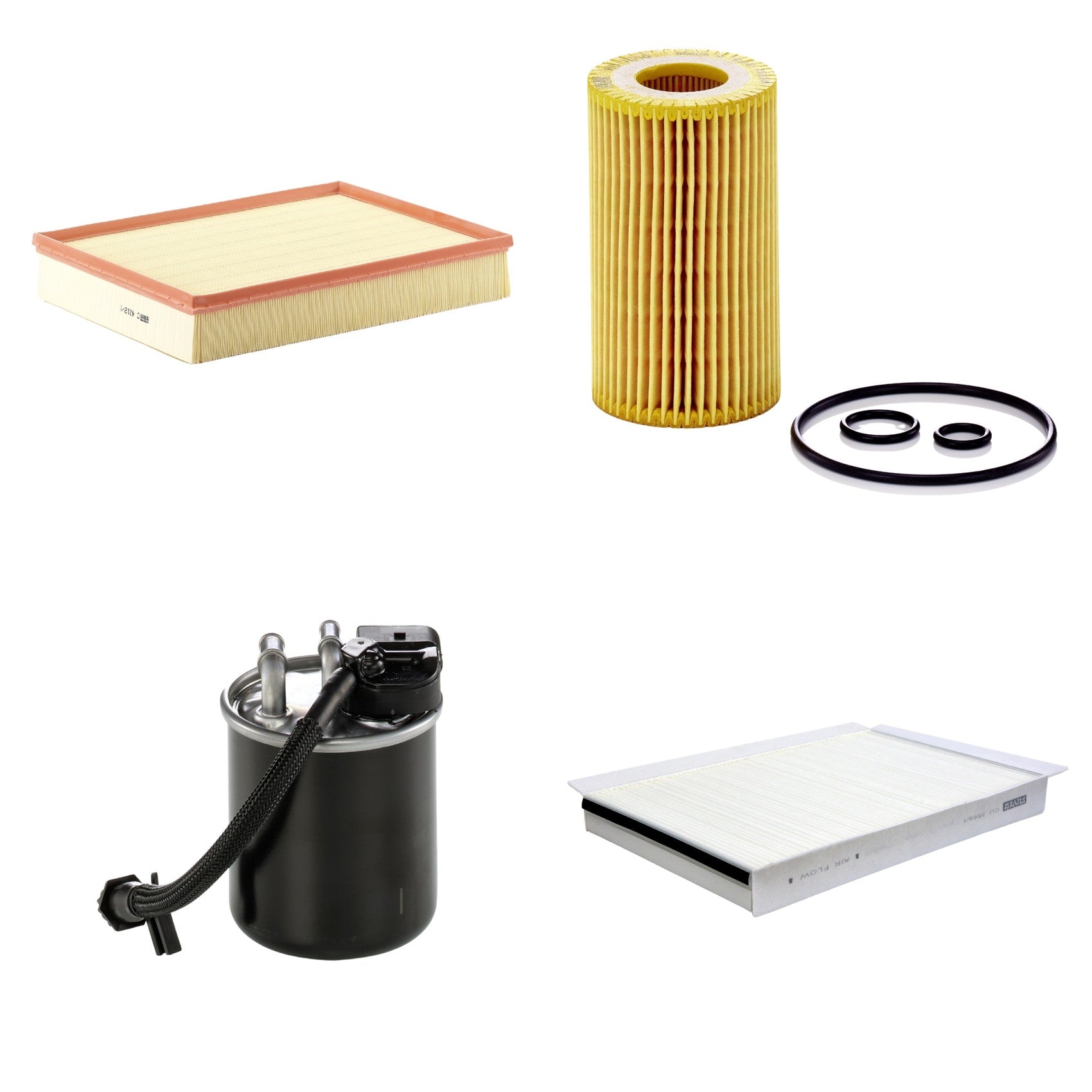Kit Filtros de Ar Combustível Cabine Ar Condicionado Óleo - Mann-Filter - C4312/1 - CU3569/1 - HU7010z - WK820/23 - (1)