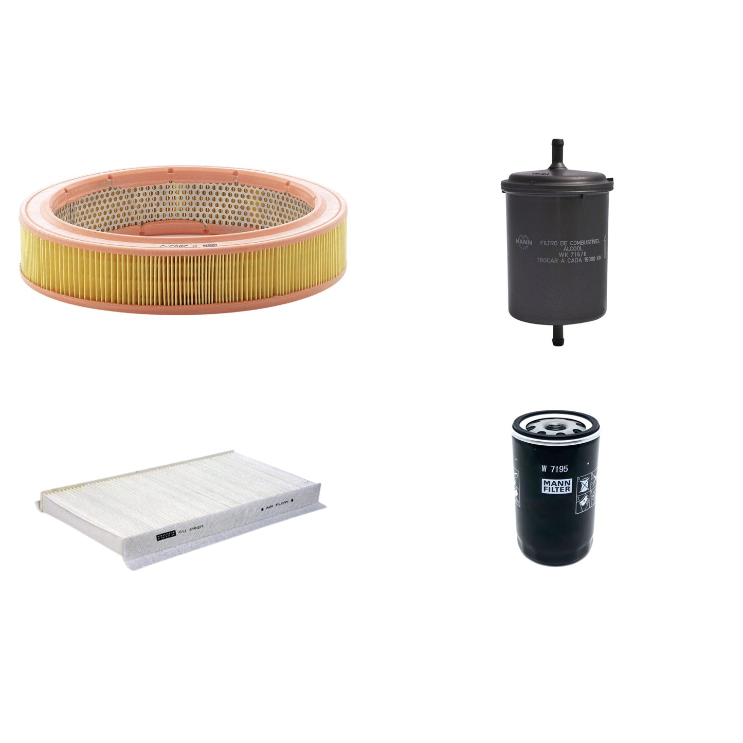 Kit Filtros de Ar Combustível Cabine Ar Condicionado Óleo - Mann-Filter - C2852/2 - CU3162/1 - W7195 - WK716/6 - (1)