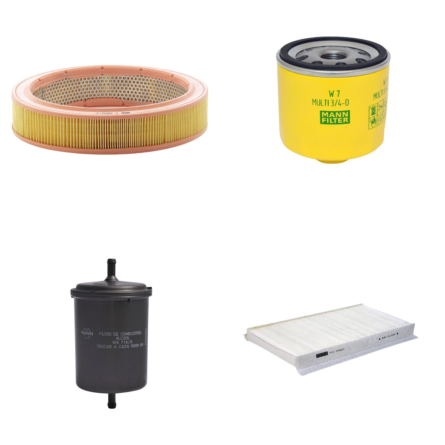 Kit Filtros de Ar Combustível Cabine Ar Condicionado Óleo - Mann-Filter - C2852/2 - CU3162/1 - W7MULTI3/4-D - WK716/6 - (1)