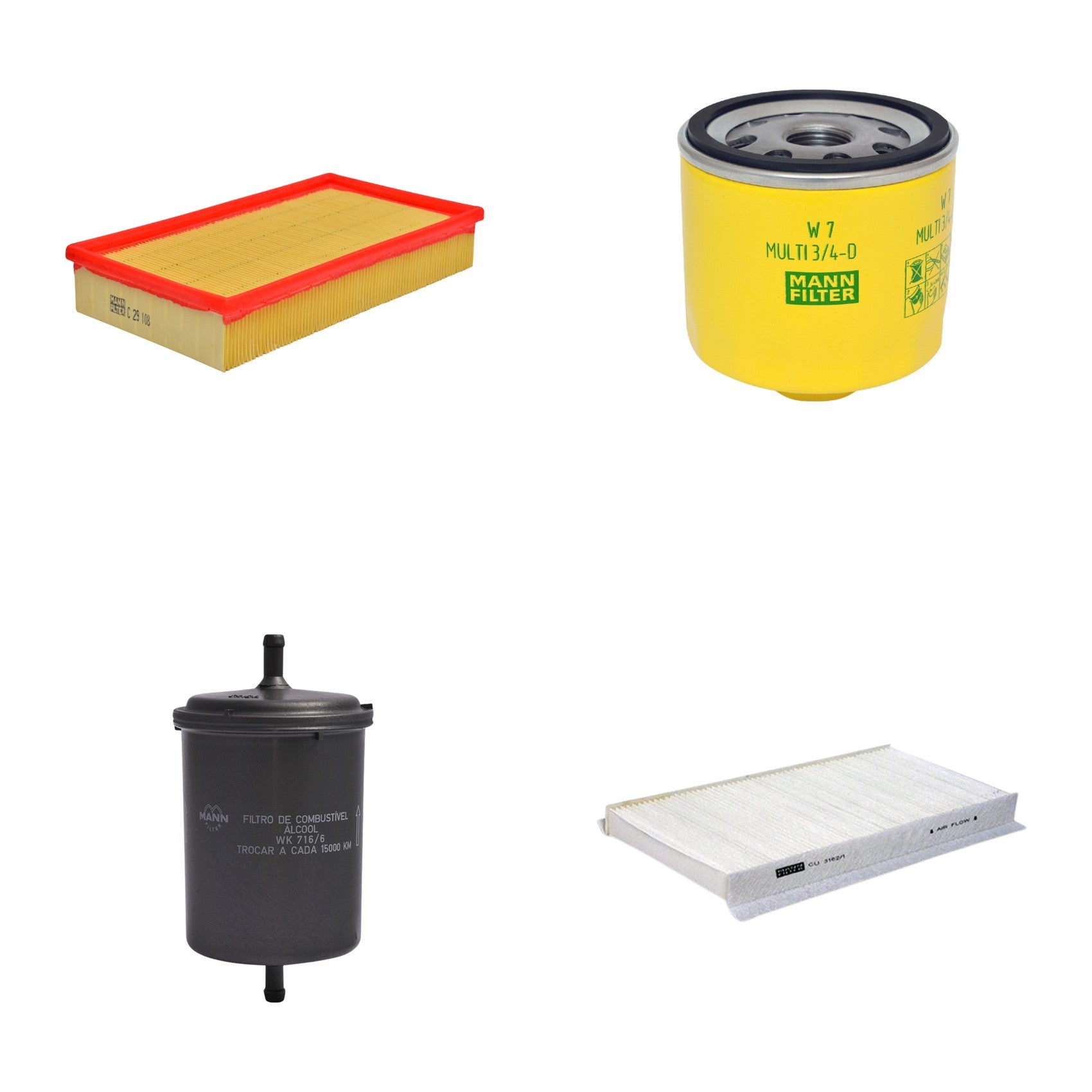 Kit Filtros de Ar Combustível Cabine Ar Condicionado Óleo - Mann-Filter - C29108 - CU3162/1 - W7MULTI3/4-D - WK716/6 - (1)