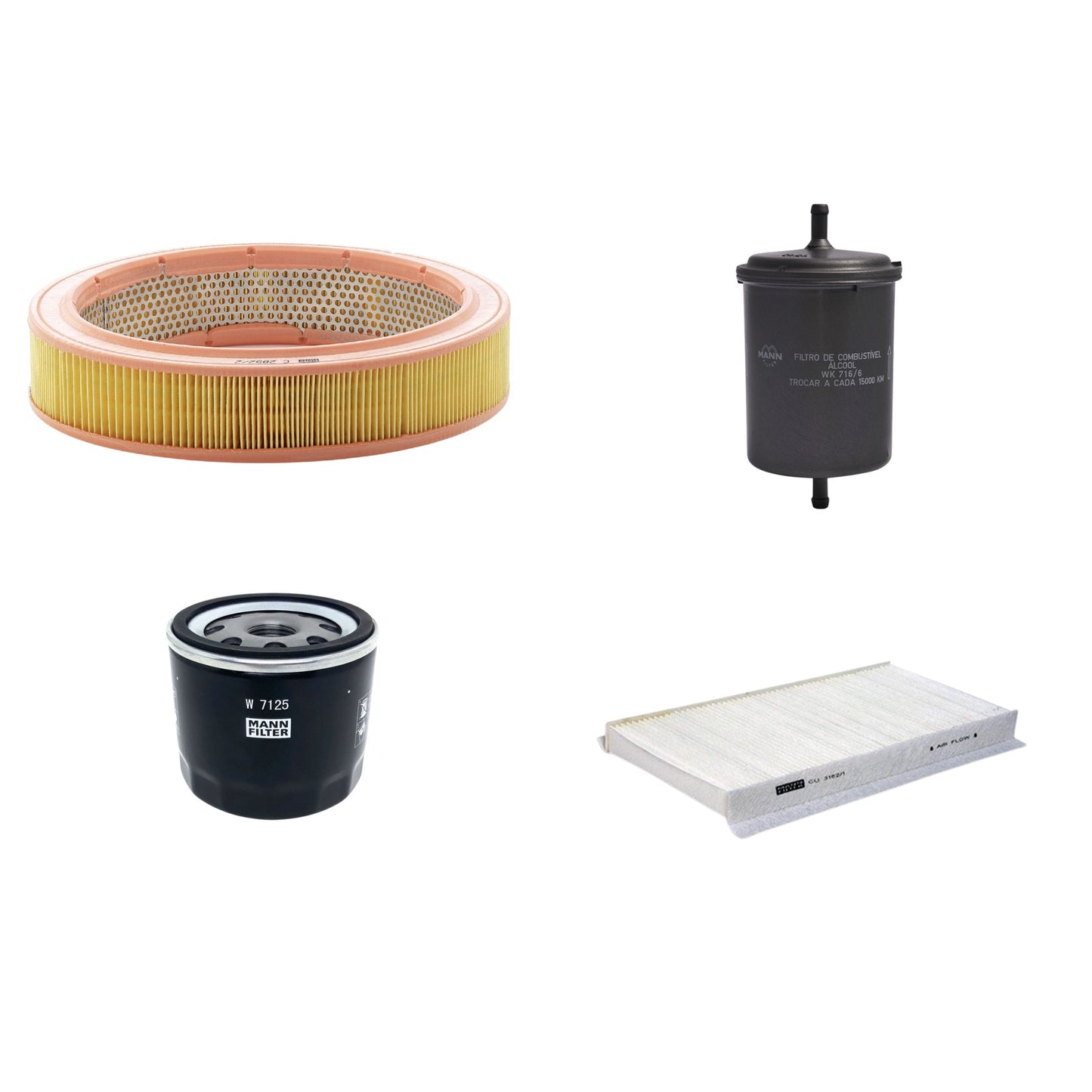 Kit Filtros de Ar Combustível Cabine Ar Condicionado Óleo - Mann-Filter - C2852/2 - CU3162/1 - W7125 - WK716/6 - (1)