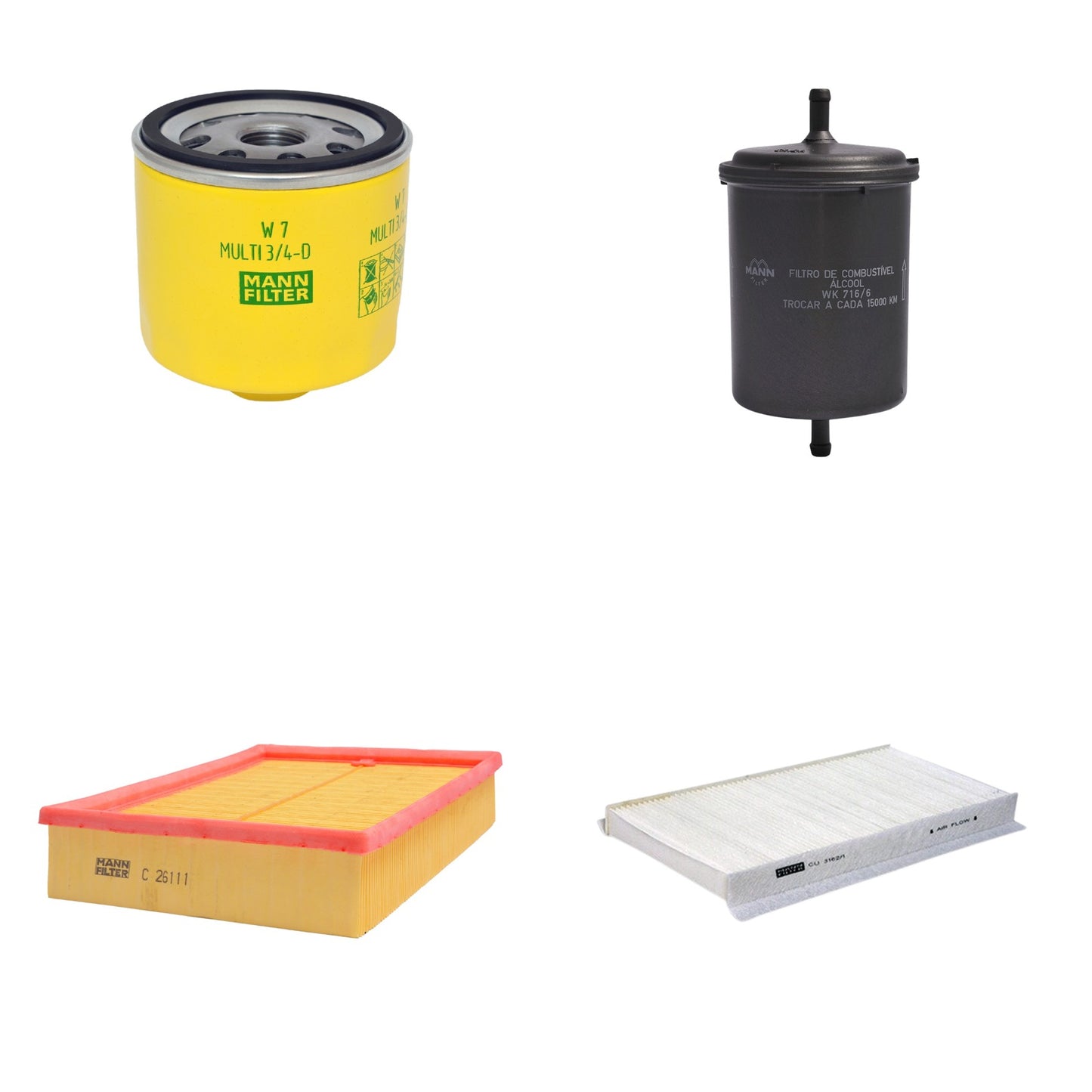 Kit Filtros de Ar Combustível Cabine Ar Condicionado Óleo - Mann-Filter - C26111 - CU3162/1 - W7MULTI3/4-D - WK716/6 - (1)