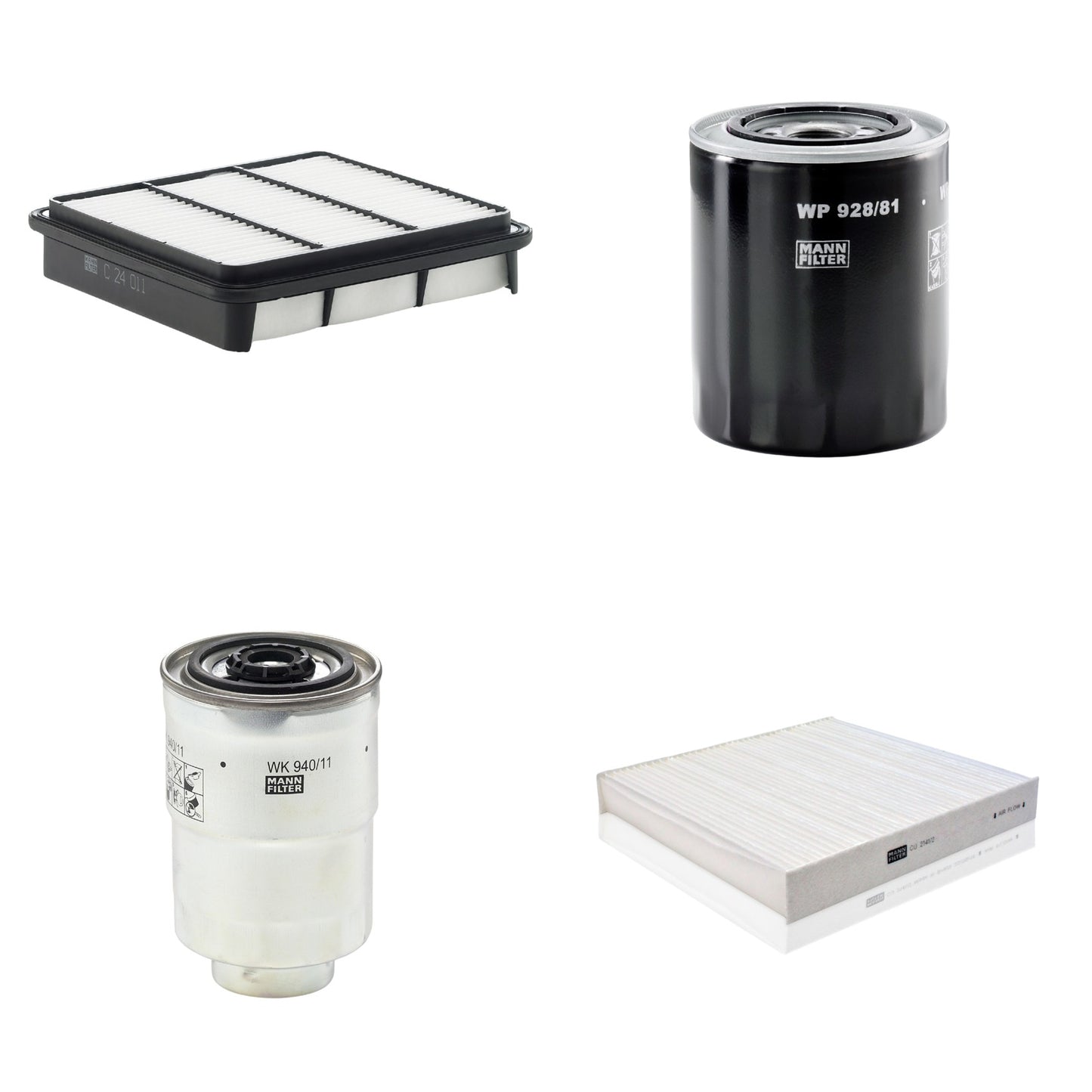 Kit Filtros de Ar Combustível Cabine Ar Condicionado Óleo - Mann-Filter - C24011 - CU2141/2 - WK940/11x - WP928/81 - (1)