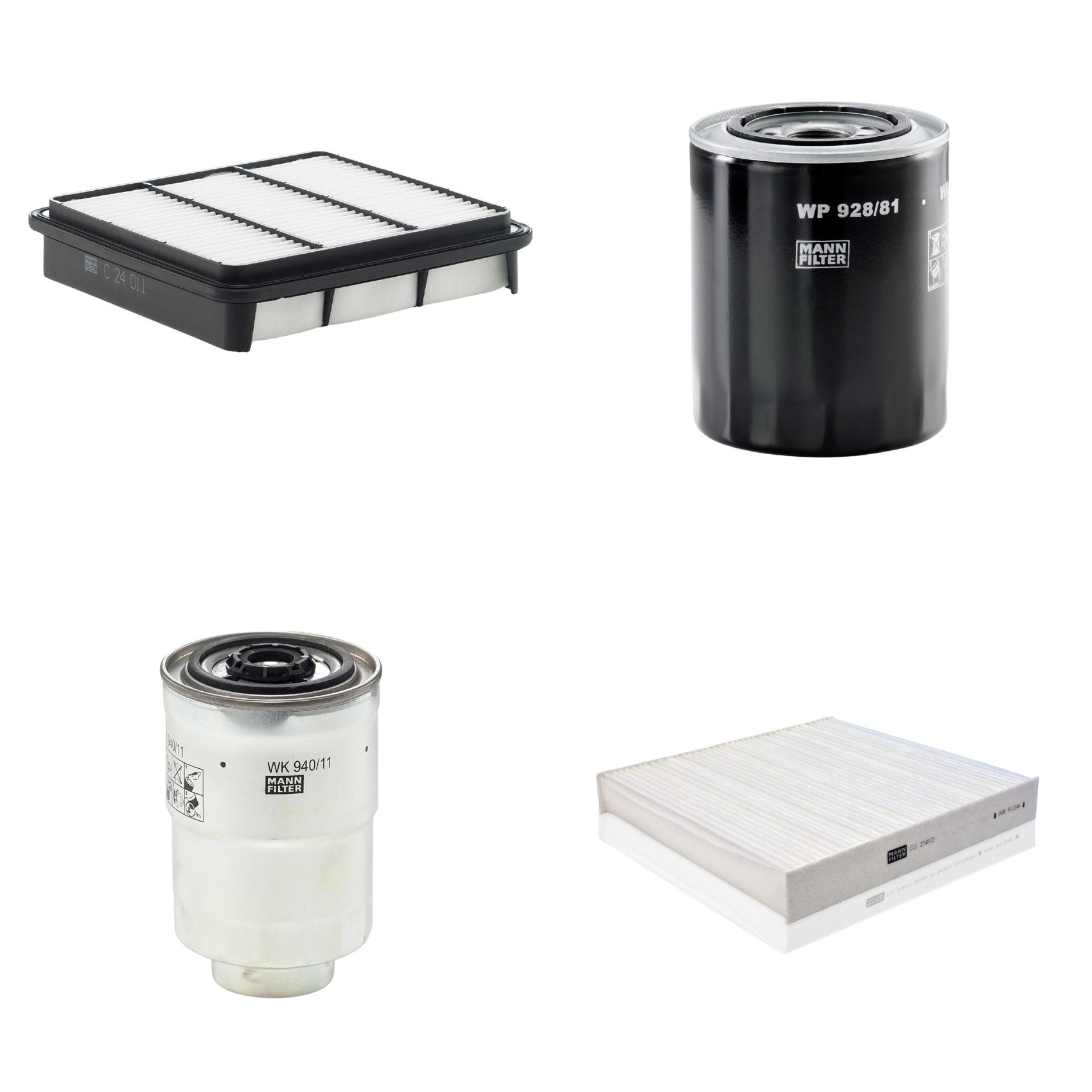 Kit Filtros de Ar Combustível Cabine Ar Condicionado Óleo - Mann-Filter - C24011 - CU2141/2 - WK940/11x - WP928/81 - (1)