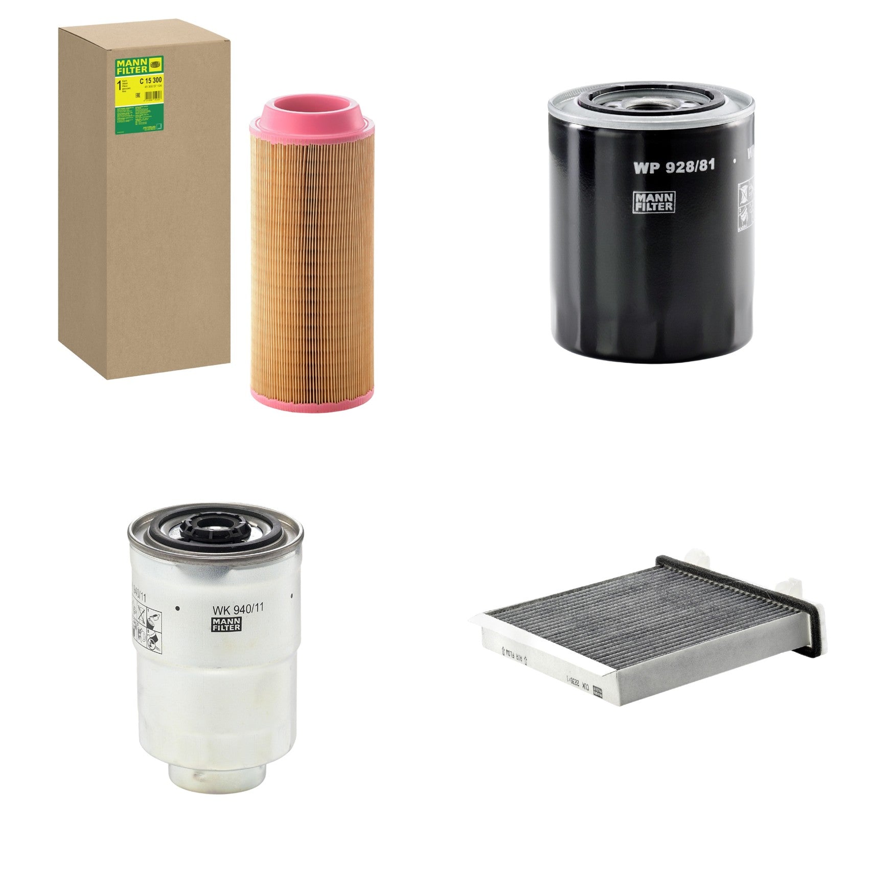 Kit Filtros de Ar Combustível Cabine Ar Condicionado Óleo - Mann-Filter - C15300 - CUK2230/1 - WK940/11x - WP928/81 - (1)
