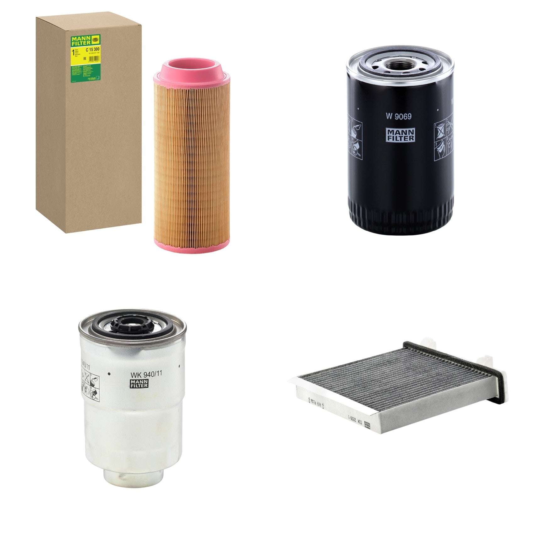Kit Filtros de Ar Combustível Cabine Ar Condicionado Óleo - Mann-Filter - C15300 - CUK2230/1 - W9069 - WK940/11x - (1)