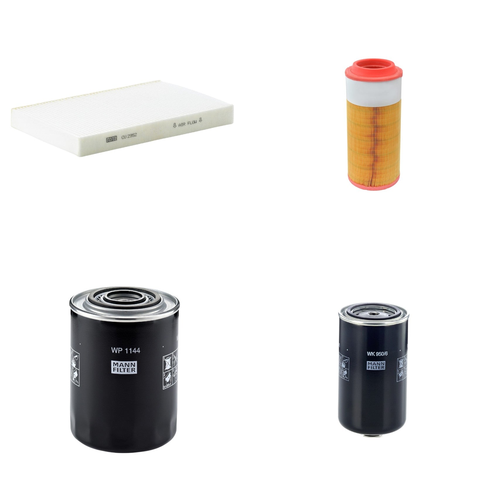 Kit Filtros de Ar Combustível Cabine Ar Condicionado Óleo - Mann-Filter - C18450/2 - CU2952 - WK950/6 - WP1144 - (1)