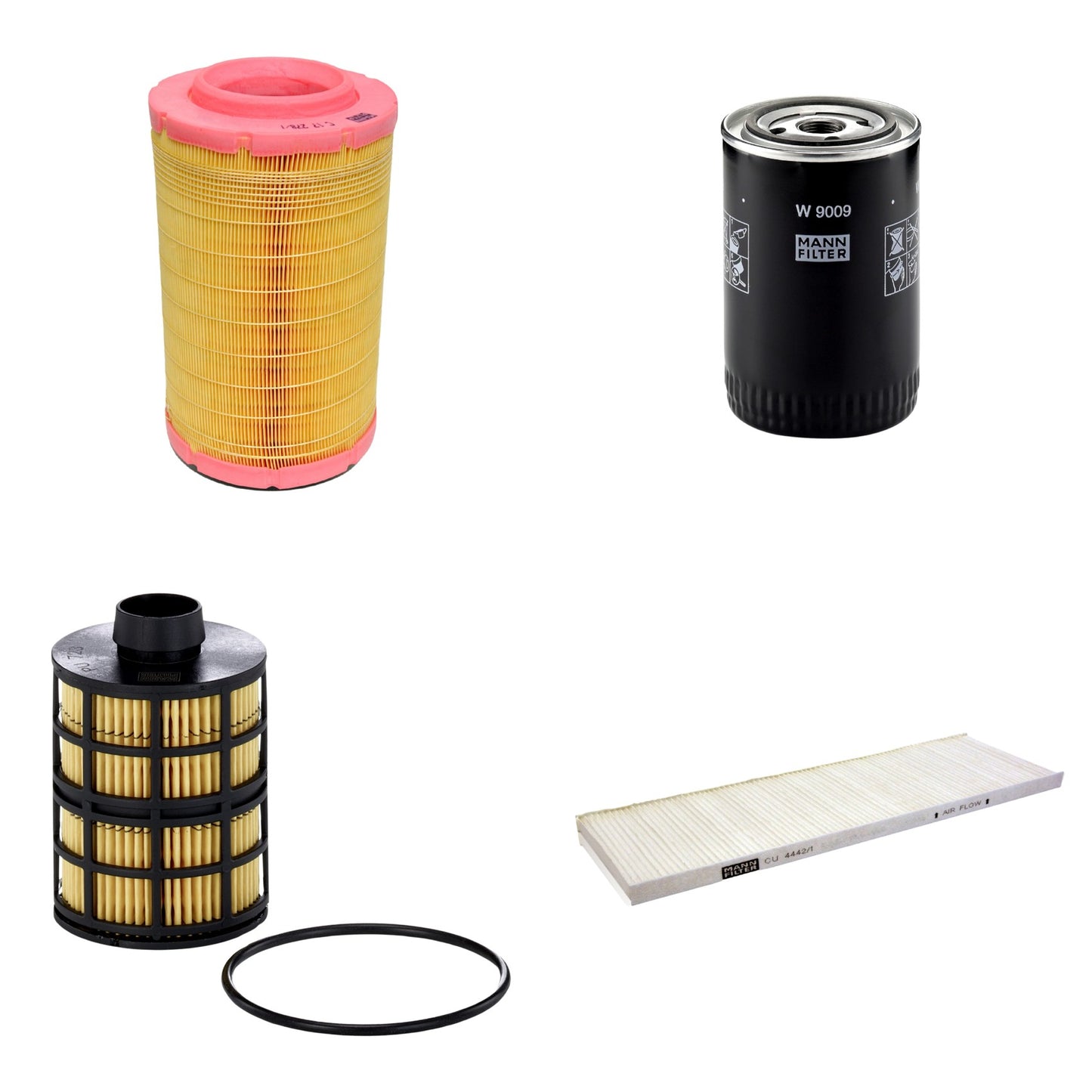 Kit Filtros de Ar Combustível Cabine Ar Condicionado Óleo - Mann-Filter - C17278/1 - CU4442/1 - PU723x - W9009 - (1)