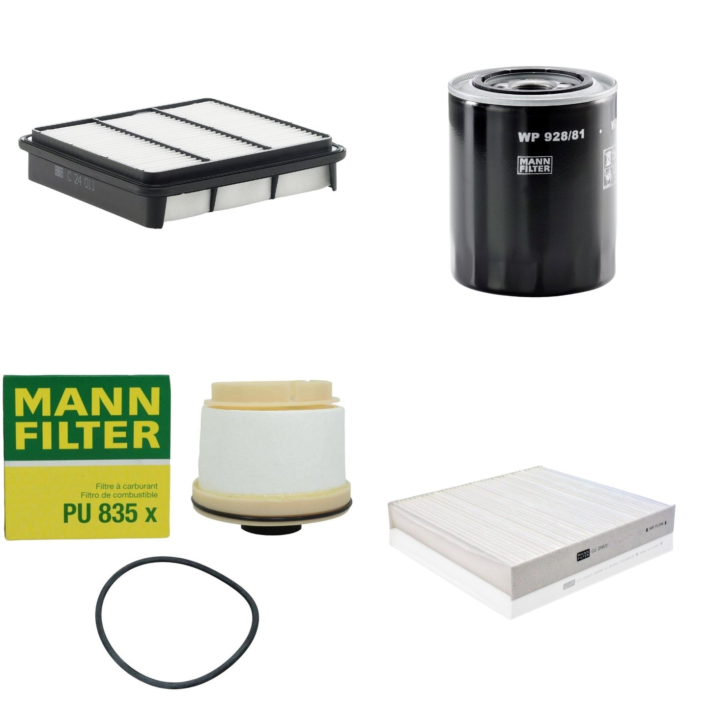 Kit Filtros de Ar Combustível Cabine Ar Condicionado Óleo - Mann-Filter - C24011 - CU2141/2 - PU835x - WP928/81 - (1)