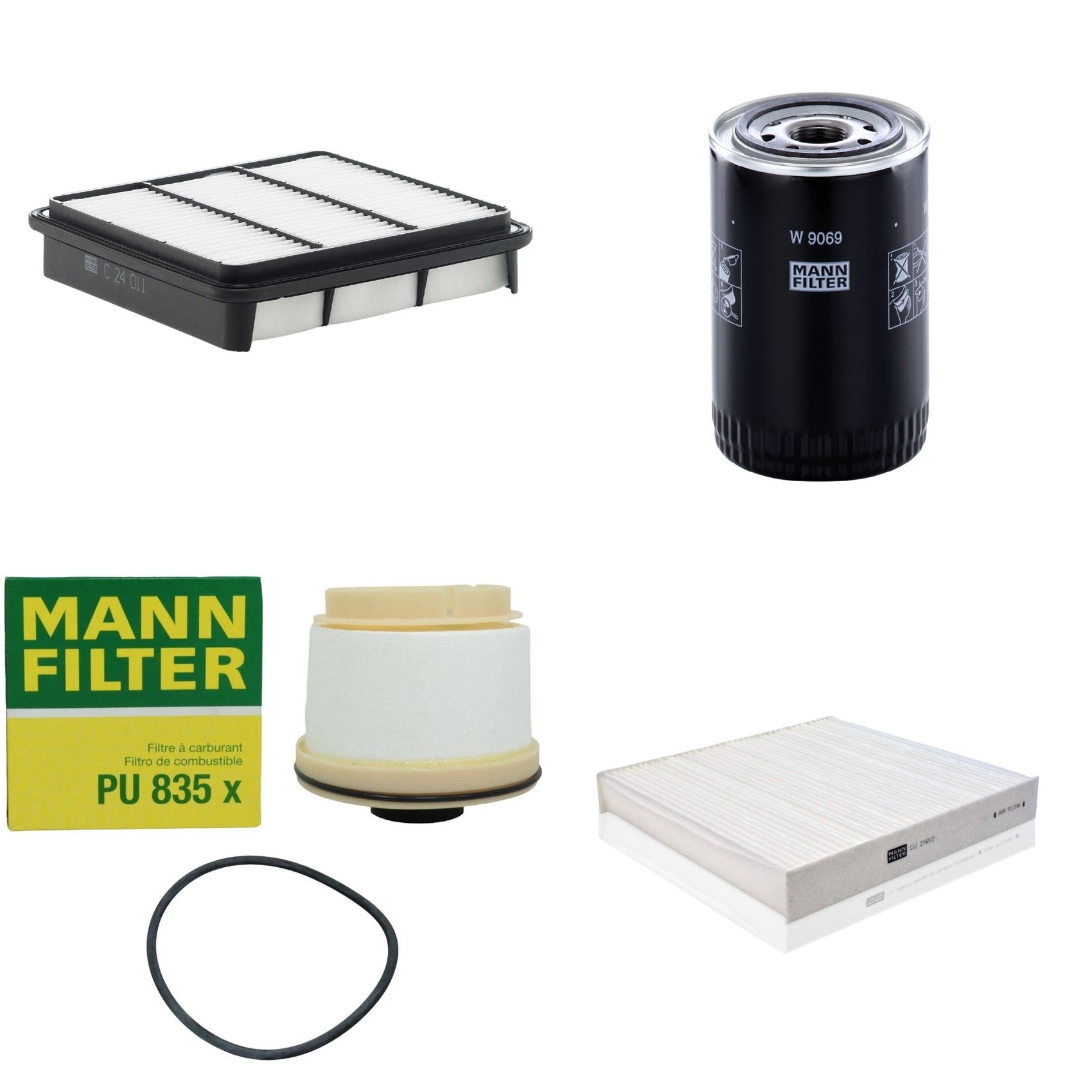 Kit Filtros de Ar Combustível Cabine Ar Condicionado Óleo - Mann-Filter - C24011 - CU2141/2 - PU835x - W9069 - (1)