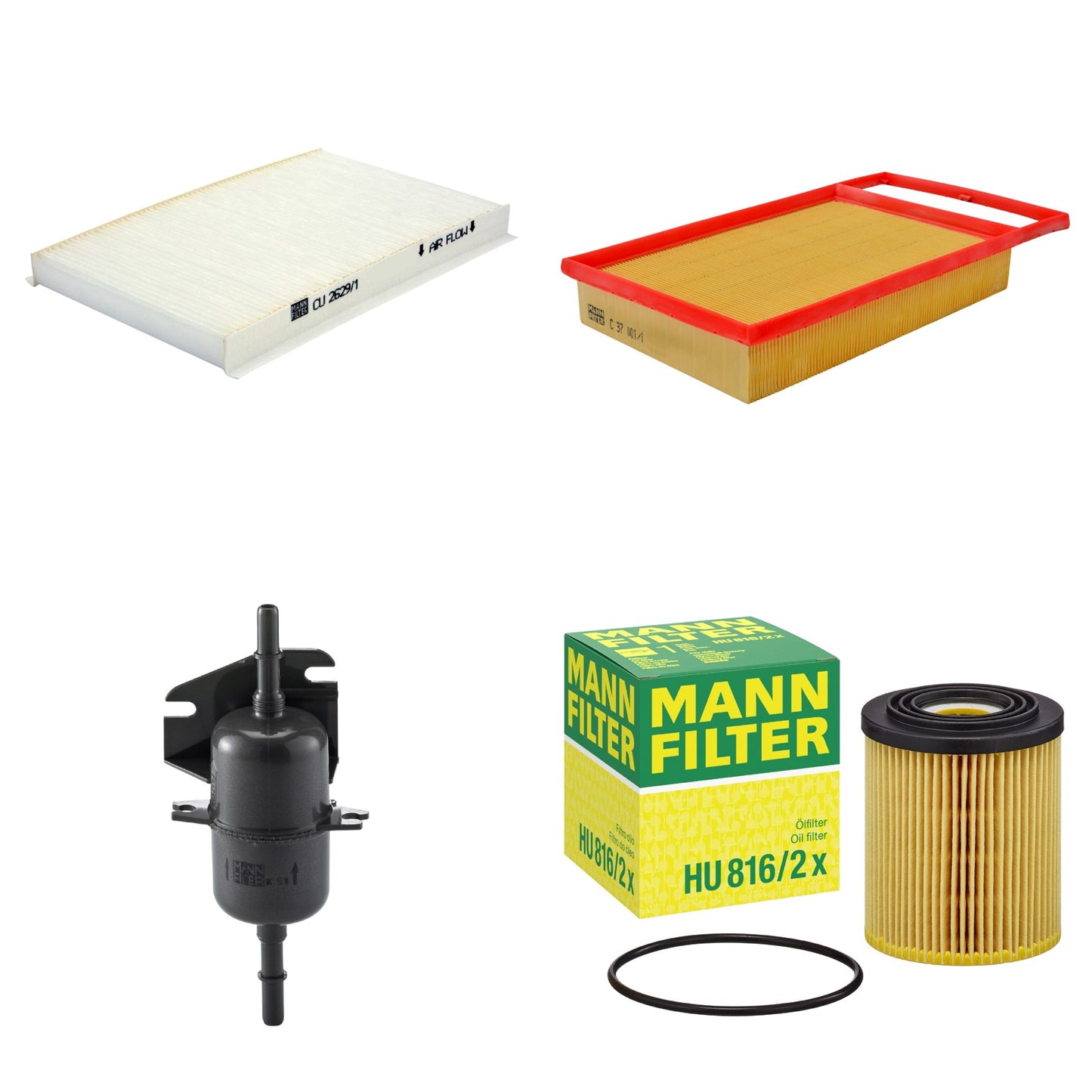 Kit Filtros de Ar Combustível Cabine Ar Condicionado Óleo - Mann-Filter - C37001/1 - CU2629/1 - HU816/2x - WK510 - (1)