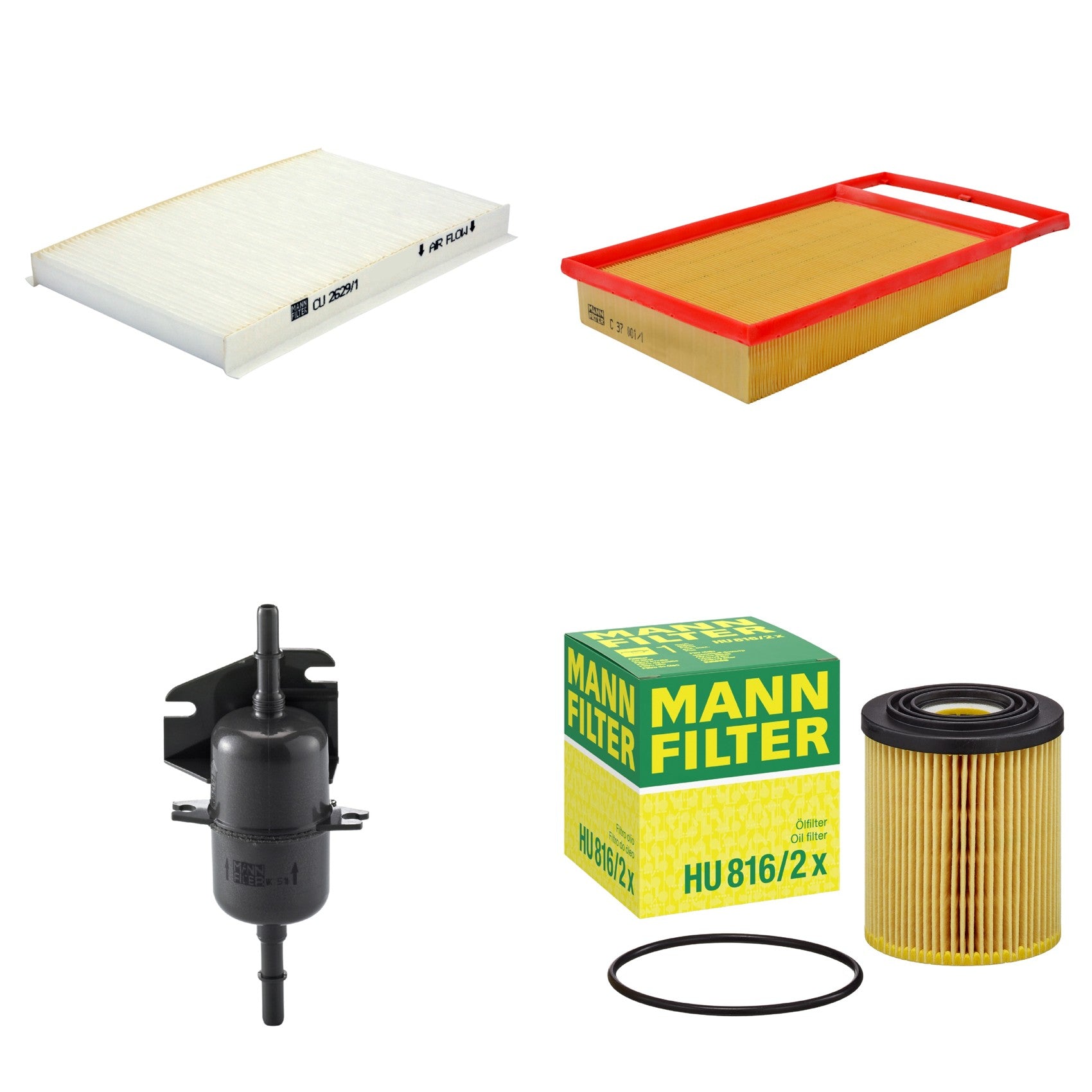 Kit Filtros de Ar Combustível Cabine Ar Condicionado Óleo - Mann-Filter - C37001/1 - CU2629/1 - HU816/2x - WK510 - (1)