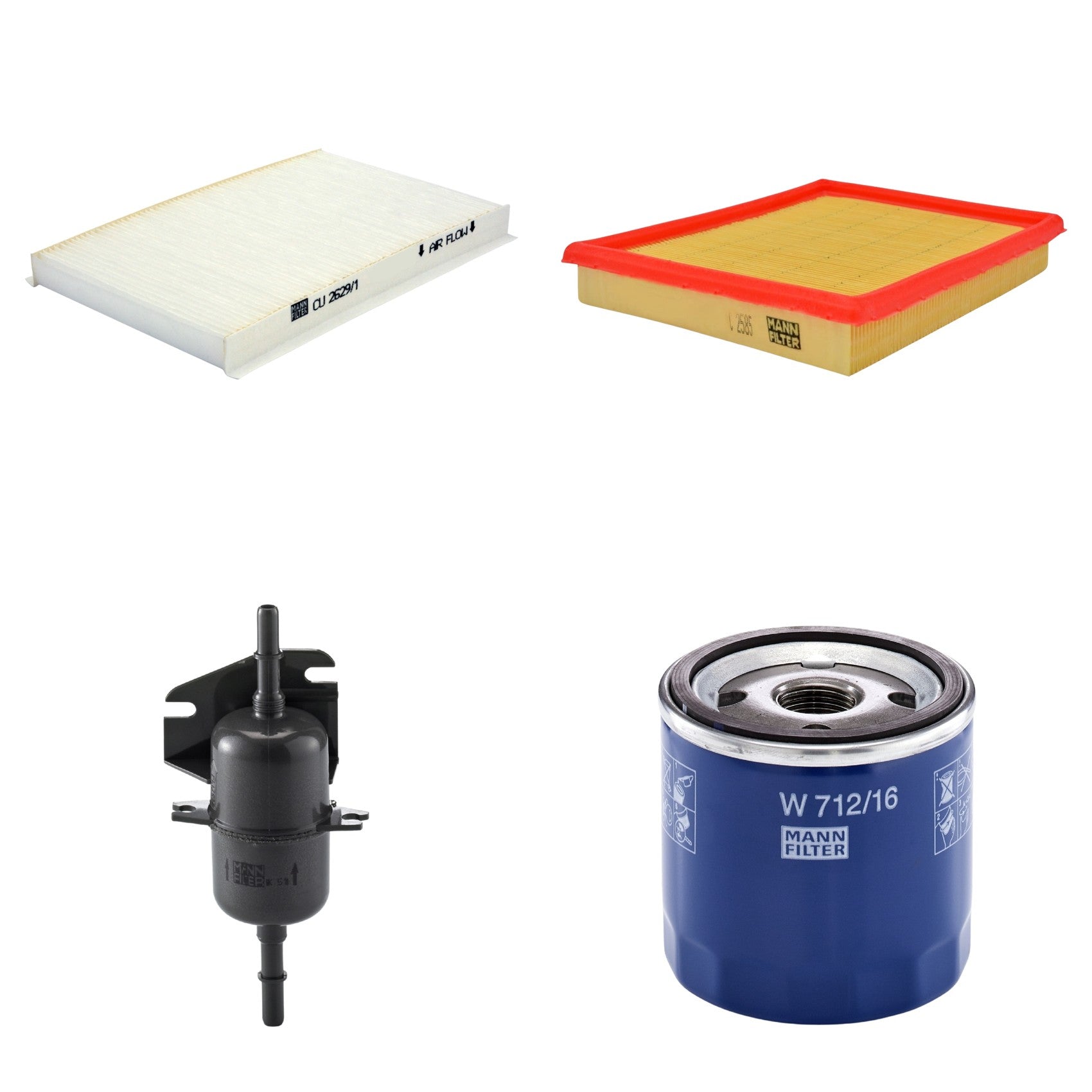 Kit Filtros de Ar Combustível Cabine Ar Condicionado Óleo - Mann-Filter - C2585 - CU2629/1 - W712/16 - WK510 - (1)