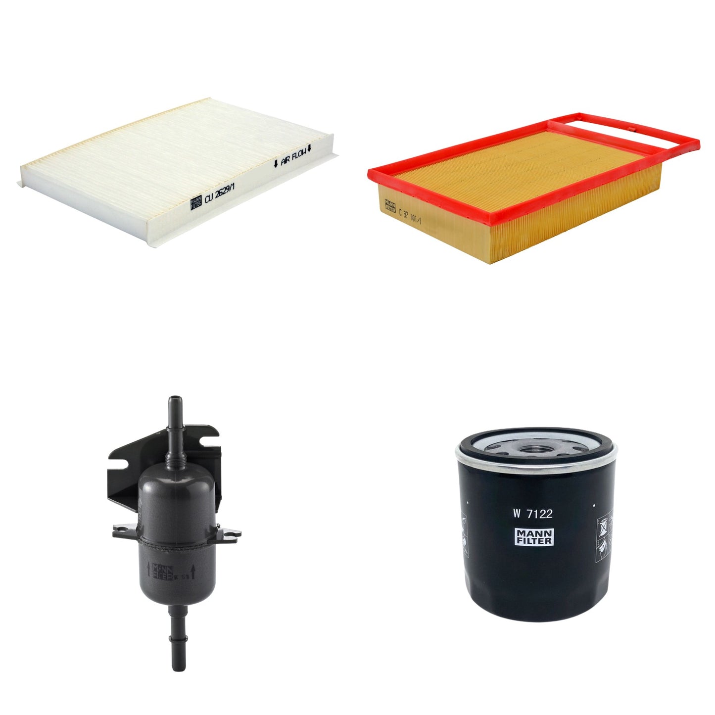 Kit Filtros de Ar Combustível Cabine Ar Condicionado Óleo - Mann-Filter - C37001/1 - CU2629/1 - W7122 - WK510 - (1)