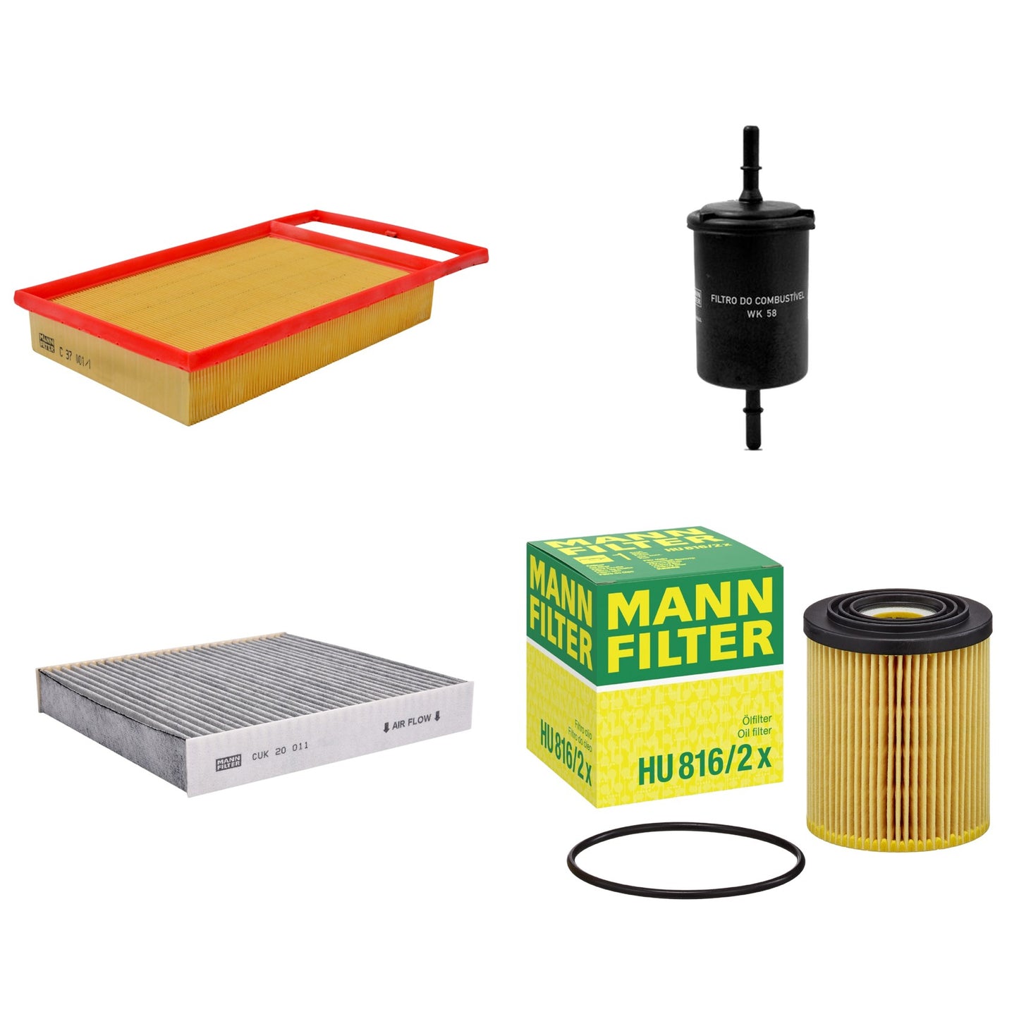 Kit Filtros de Ar Combustível Cabine Ar Condicionado Óleo - Mann-Filter - C37001/1 - CUK20011 - HU816/2x - WK58 - (1)