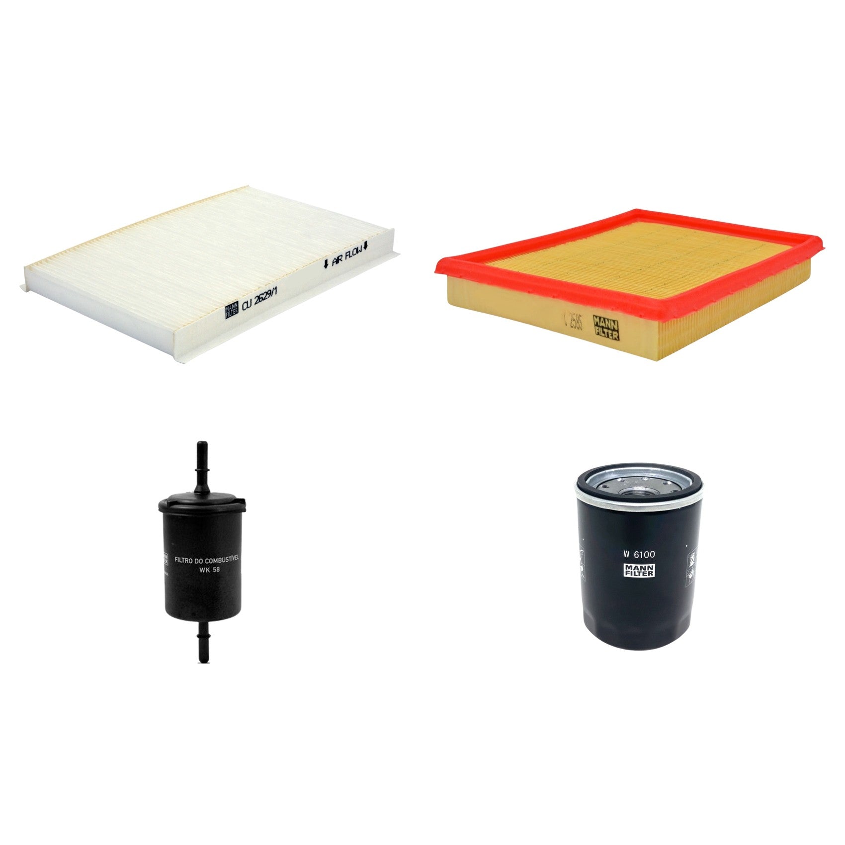 Kit Filtros de Ar Combustível Cabine Ar Condicionado Óleo - Mann-Filter - C2585 - CU2629/1 - W6100 - WK58 - (1)