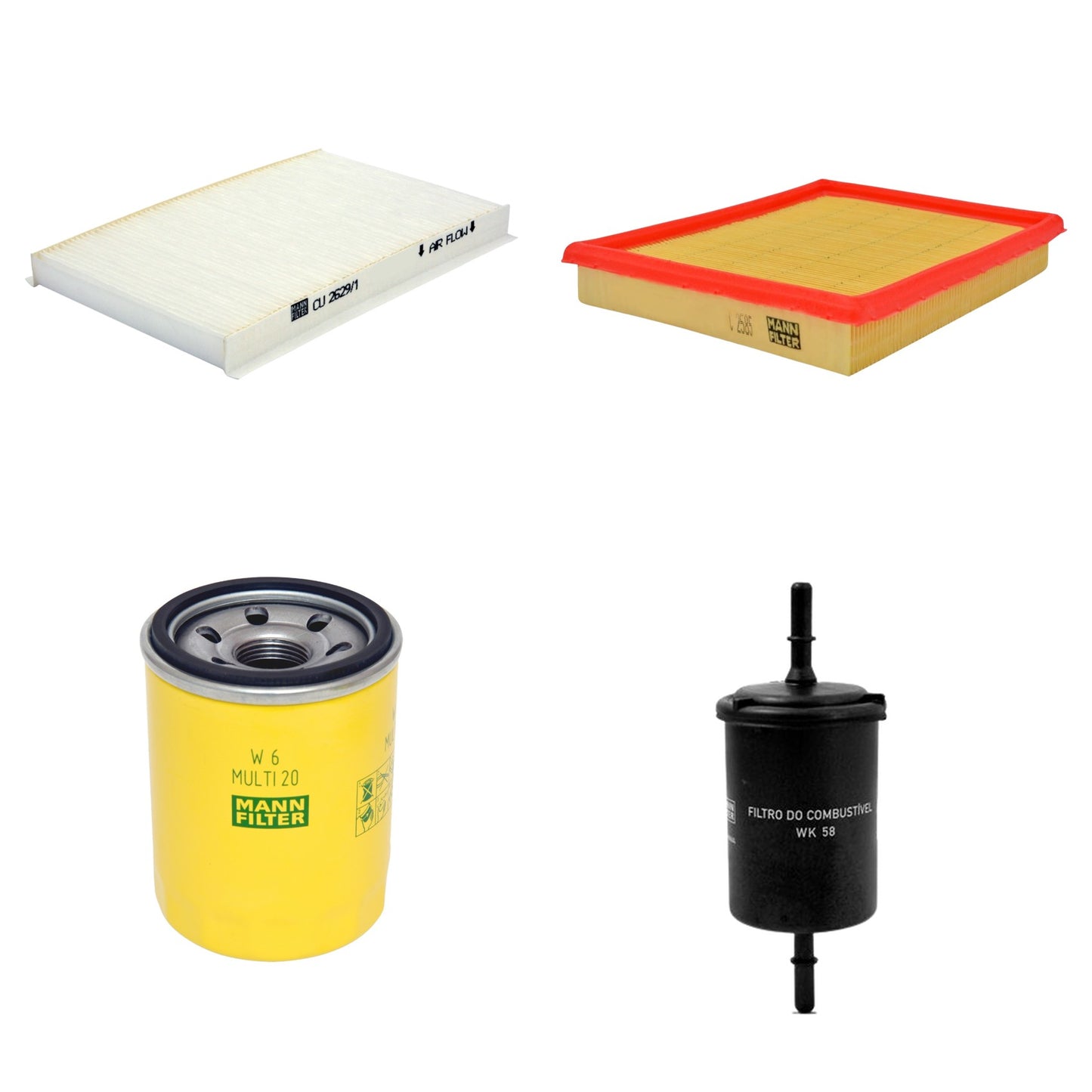 Kit Filtros de Ar Combustível Cabine Ar Condicionado Óleo - Mann-Filter - C2585 - CU2629/1 - W6MULTI20 - WK58 - (1)