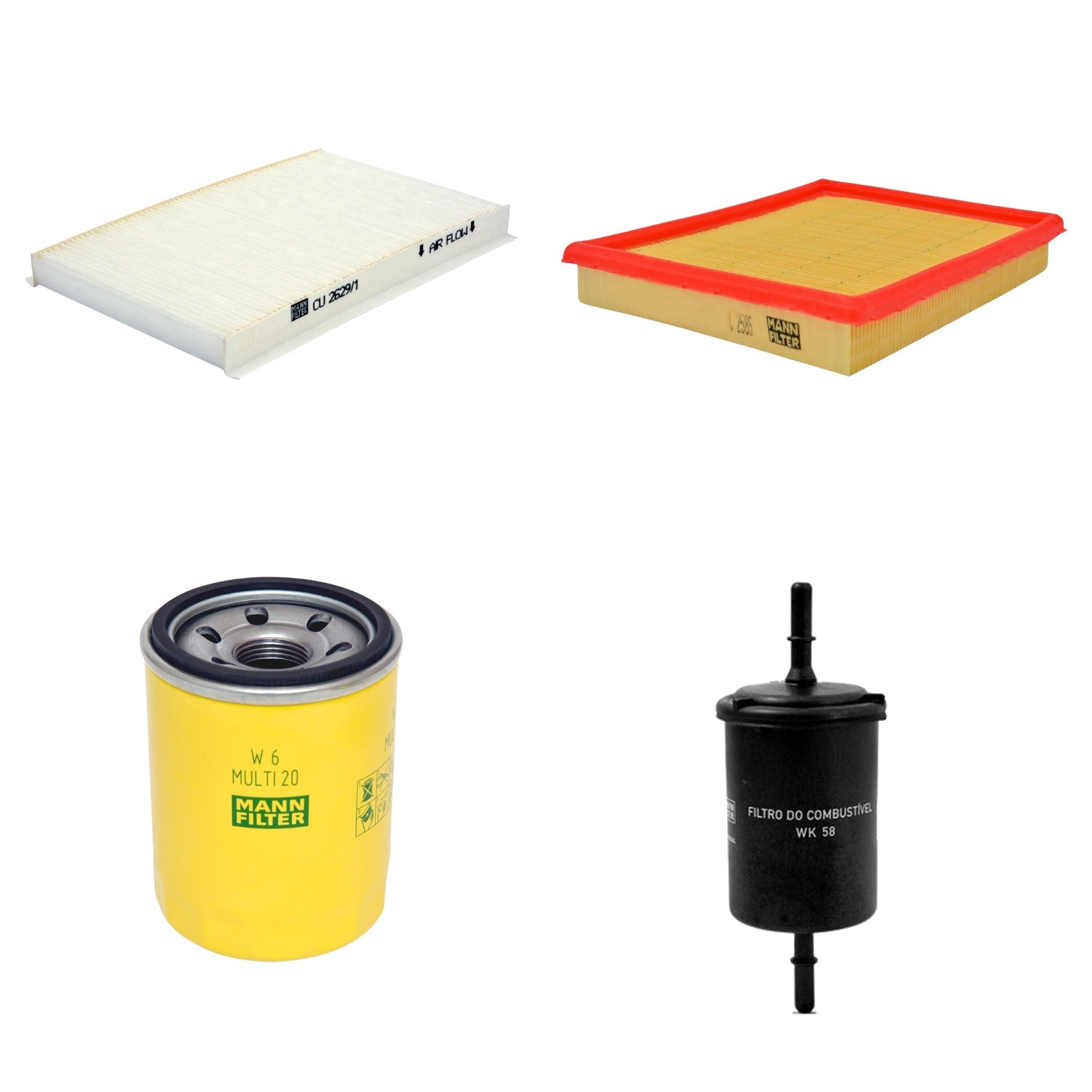 Kit Filtros de Ar Combustível Cabine Ar Condicionado Óleo - Mann-Filter - C2585 - CU2629/1 - W6MULTI20 - WK58 - (1)