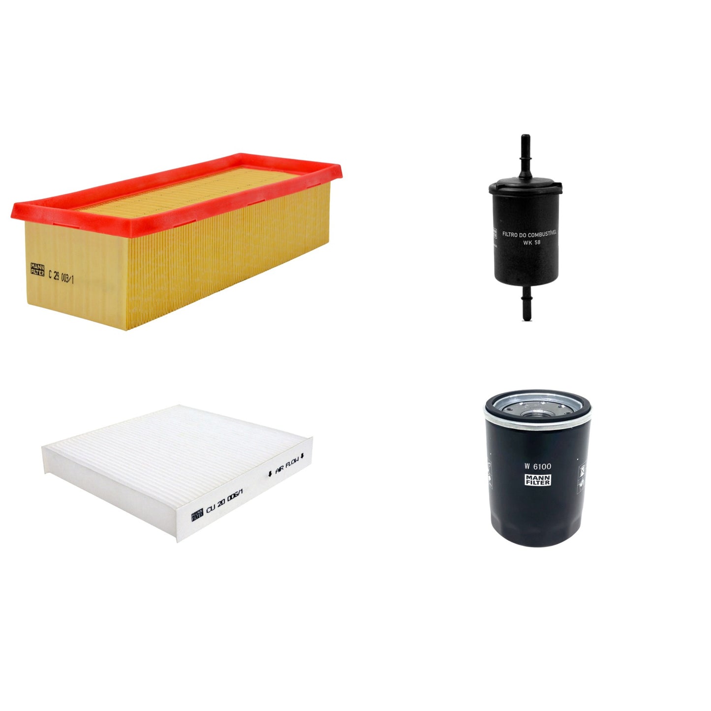 Kit Filtros de Ar Combustível Cabine Ar Condicionado Óleo - Mann-Filter - C29003/1 - CU20006/1 - W6100 - WK58 - (1)