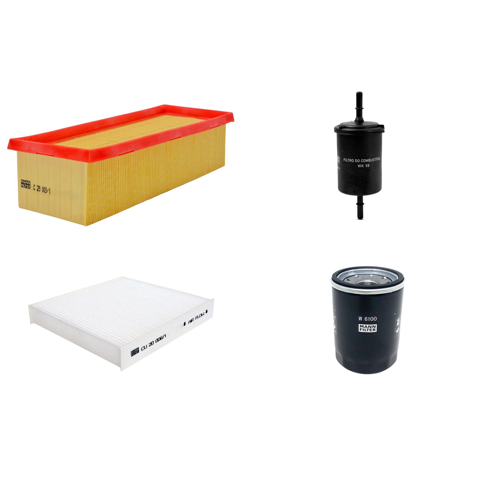 Kit Filtros de Ar Combustível Cabine Ar Condicionado Óleo - Mann-Filter - C29003/1 - CU20006/1 - W6100 - WK58 - (1)