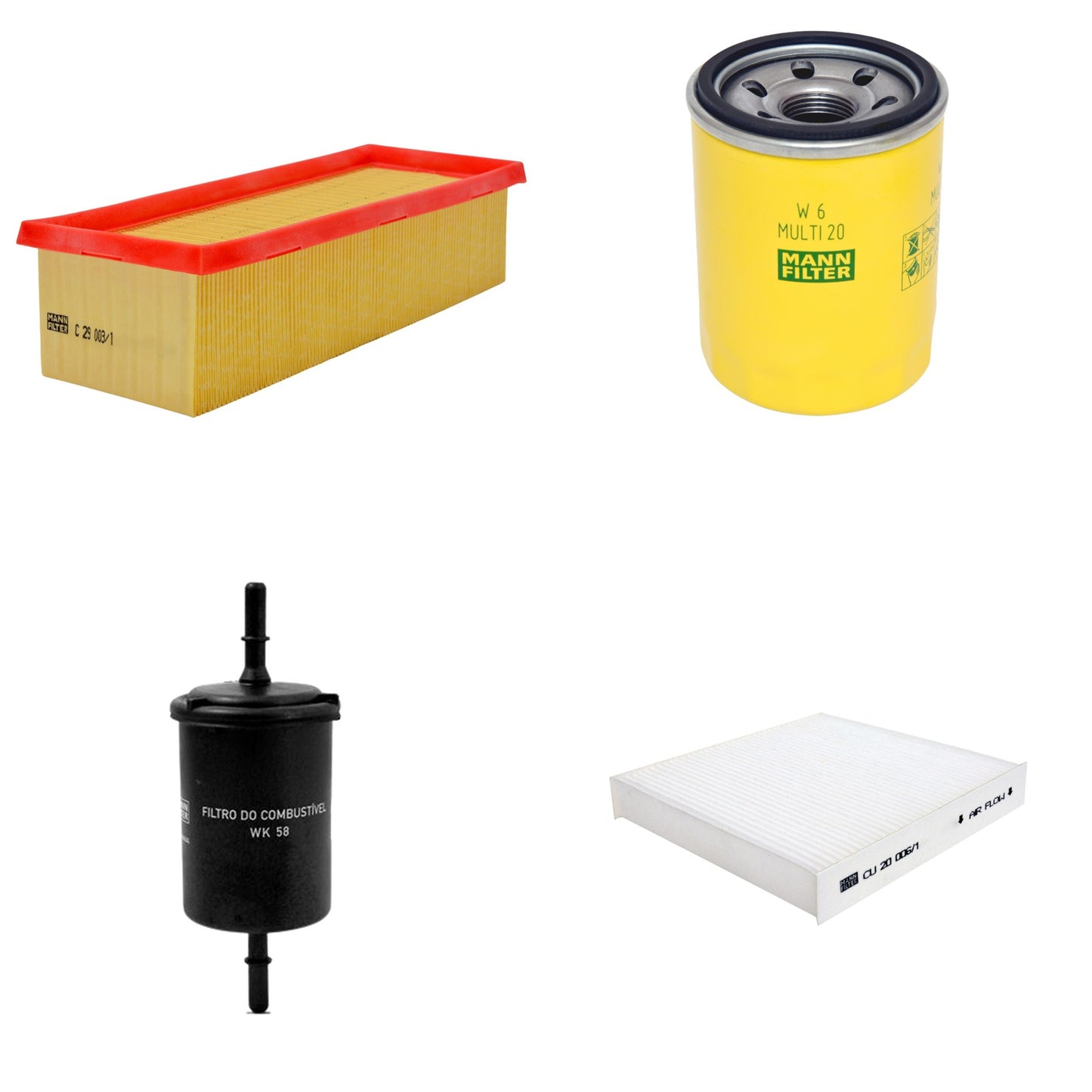 Kit Filtros de Ar Combustível Cabine Ar Condicionado Óleo - Mann-Filter - C29003/1 - CU20006/1 - W6MULTI20 - WK58 - (1)