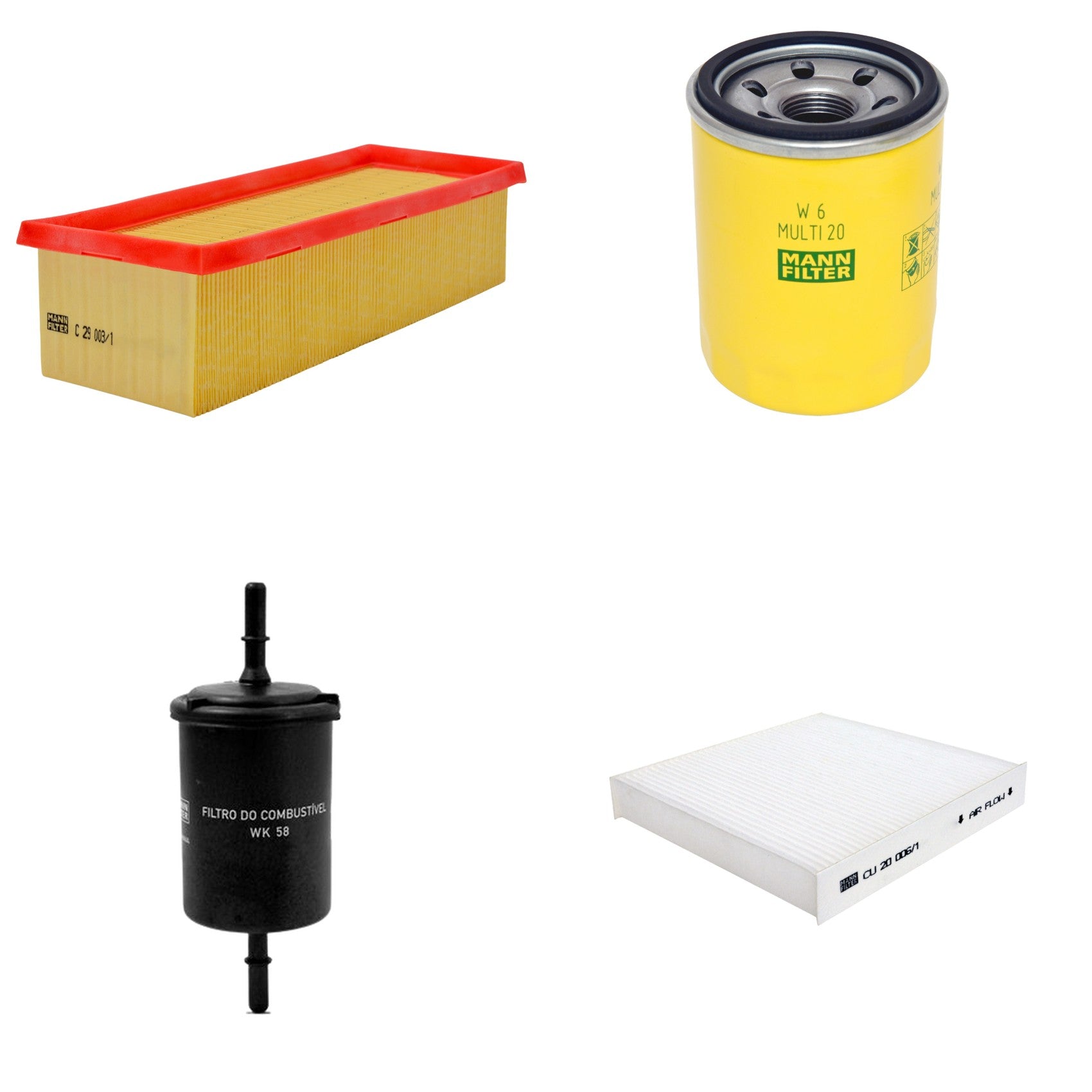 Kit Filtros de Ar Combustível Cabine Ar Condicionado Óleo - Mann-Filter - C29003/1 - CU20006/1 - W6MULTI20 - WK58 - (1)