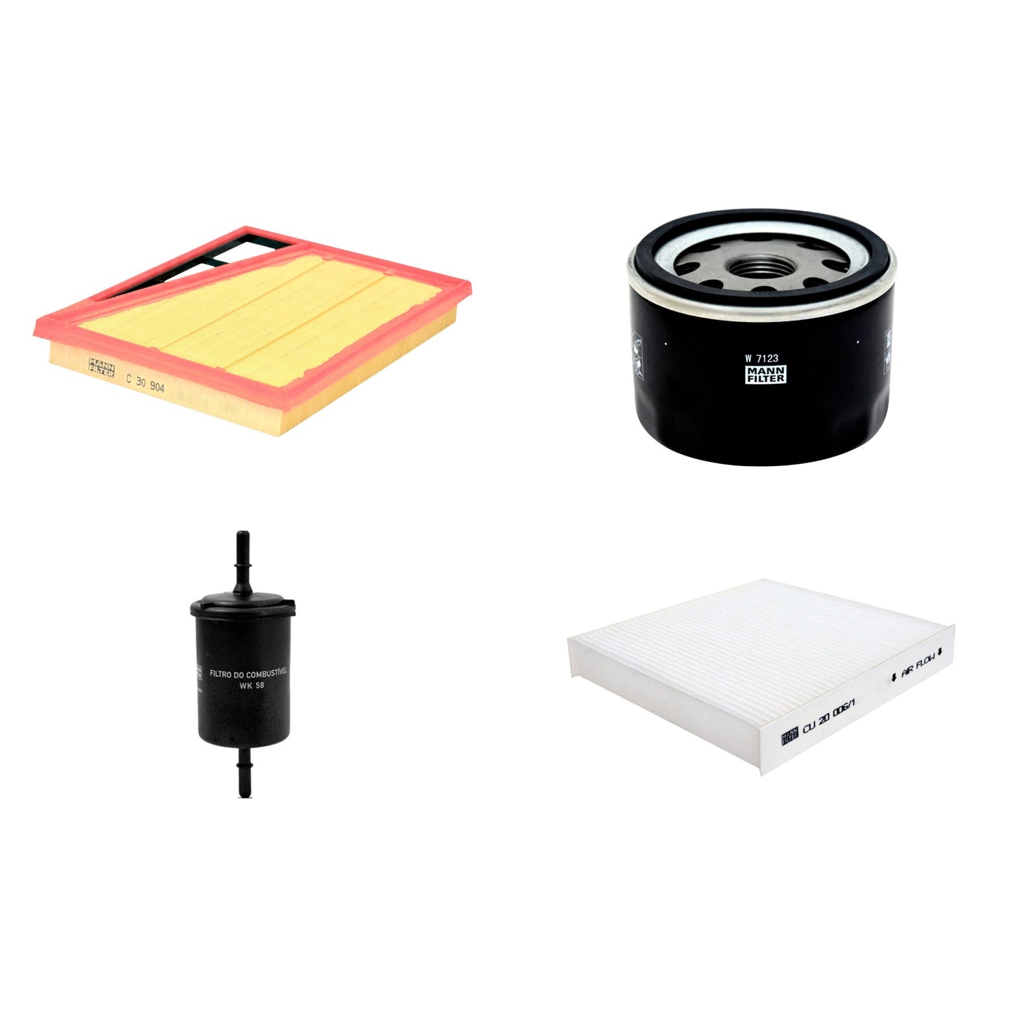 Kit Filtros de Ar Combustível Cabine Ar Condicionado Óleo - Mann-Filter - C30904 - CU20006/1 - W7123 - WK58 - (1)